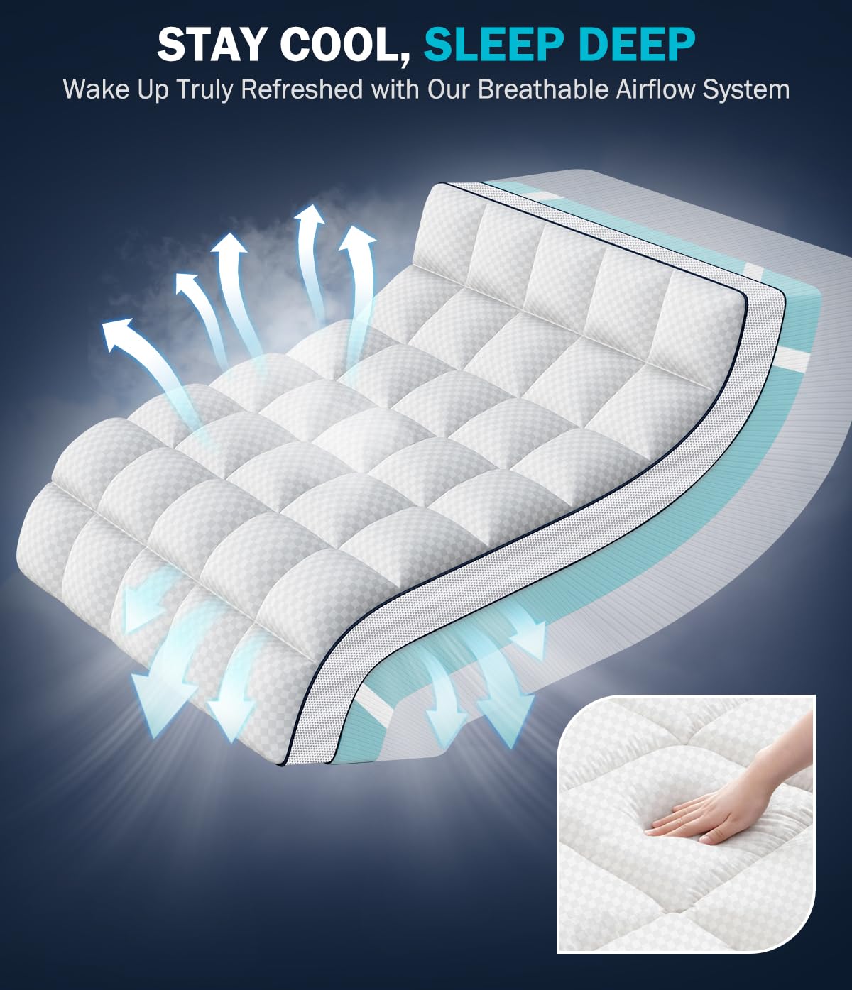 Panyu Dual Layer 4 Inch Memory Foam Mattress Topper King Size, 2" Cooling Gel Memory Foam & 2" Pillow Top Mattress Pad Cover for Back Pain Relief, Deep Elastic Pocket, Medium Support, White