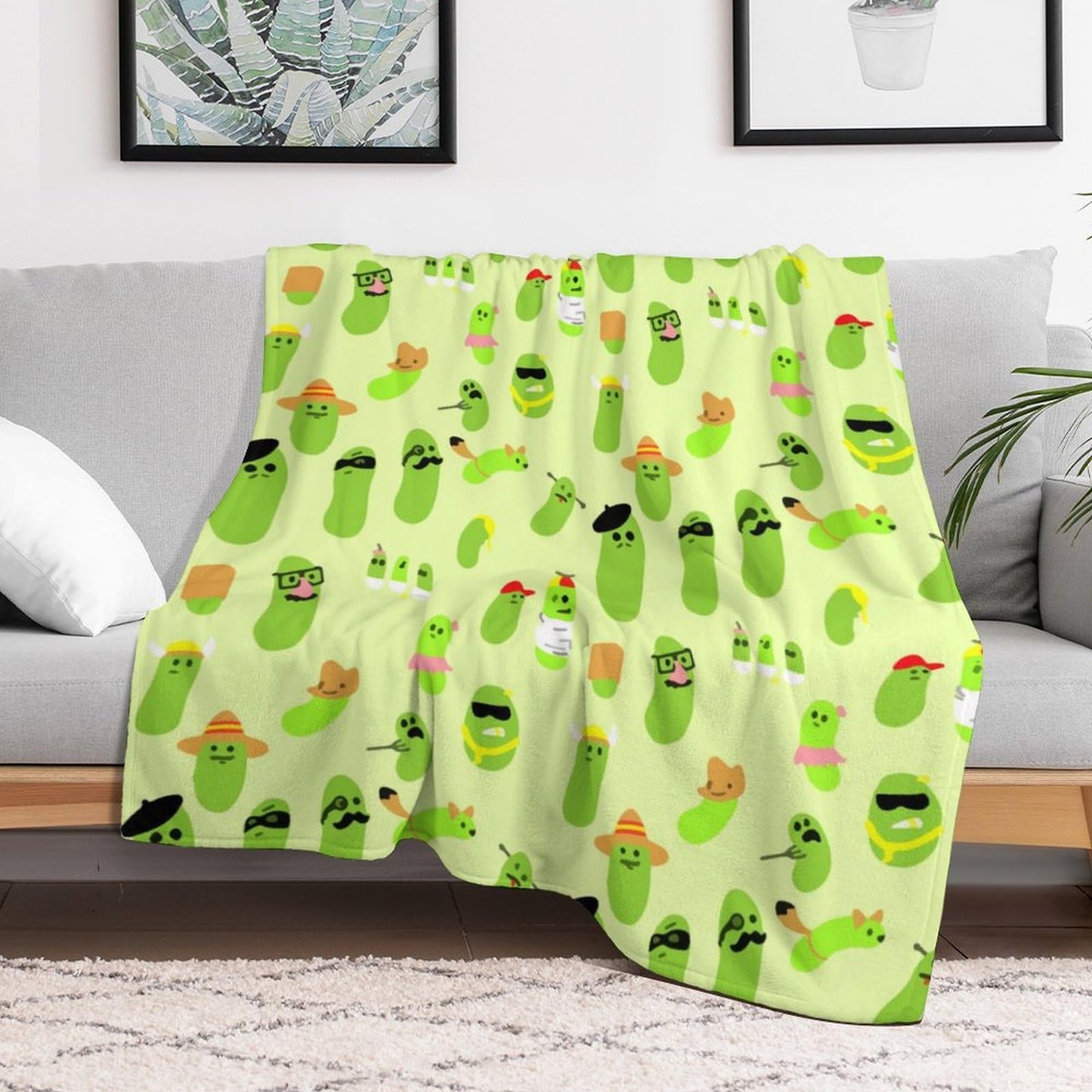 Pickles Throw Blanket for Teens Boys Girls and Adults Soft Warm Cozy Funny Midweight Food Flannel Blankets for Couch Sofa Bed Camping Travel Home Decor 40" X 50"