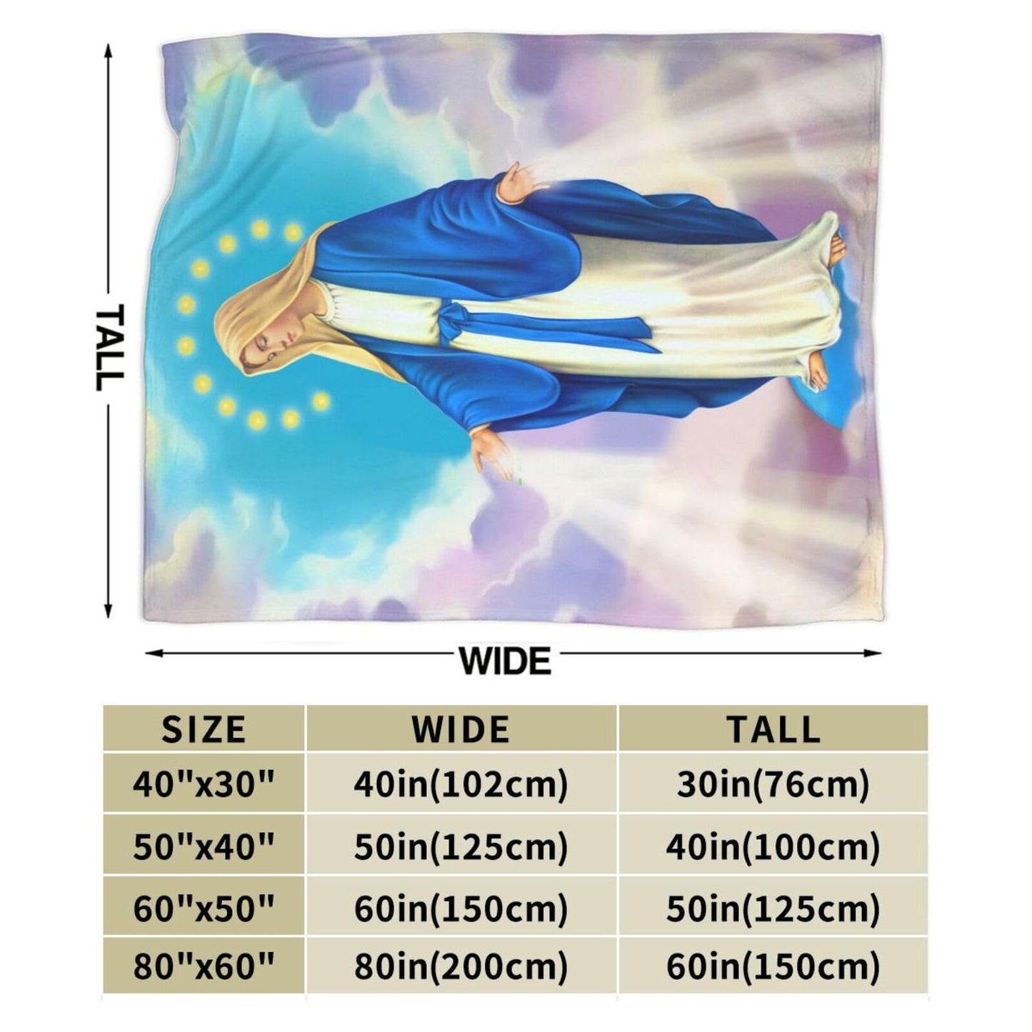 Religious Christian Gifts for Women Catholic Gifts Our Lady of Miraculous Medal Throw Blanket Ultra-Soft Micro Fleece Blanket Blanket for Bed Couch Living Room 50" x 40"
