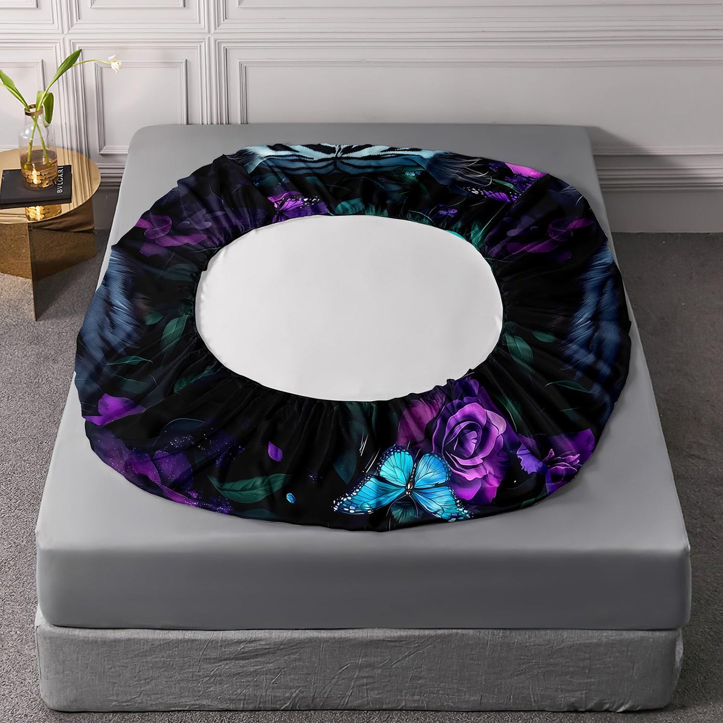 UEVBF Wild Animal Themed Fitted Sheet Set Twin Size,White Leopard Floral Print Bedding Sets for Kids Teens Room Decor,Gothic Bedding All Season,1 Fitted Sheet + 2 Pillowcases.