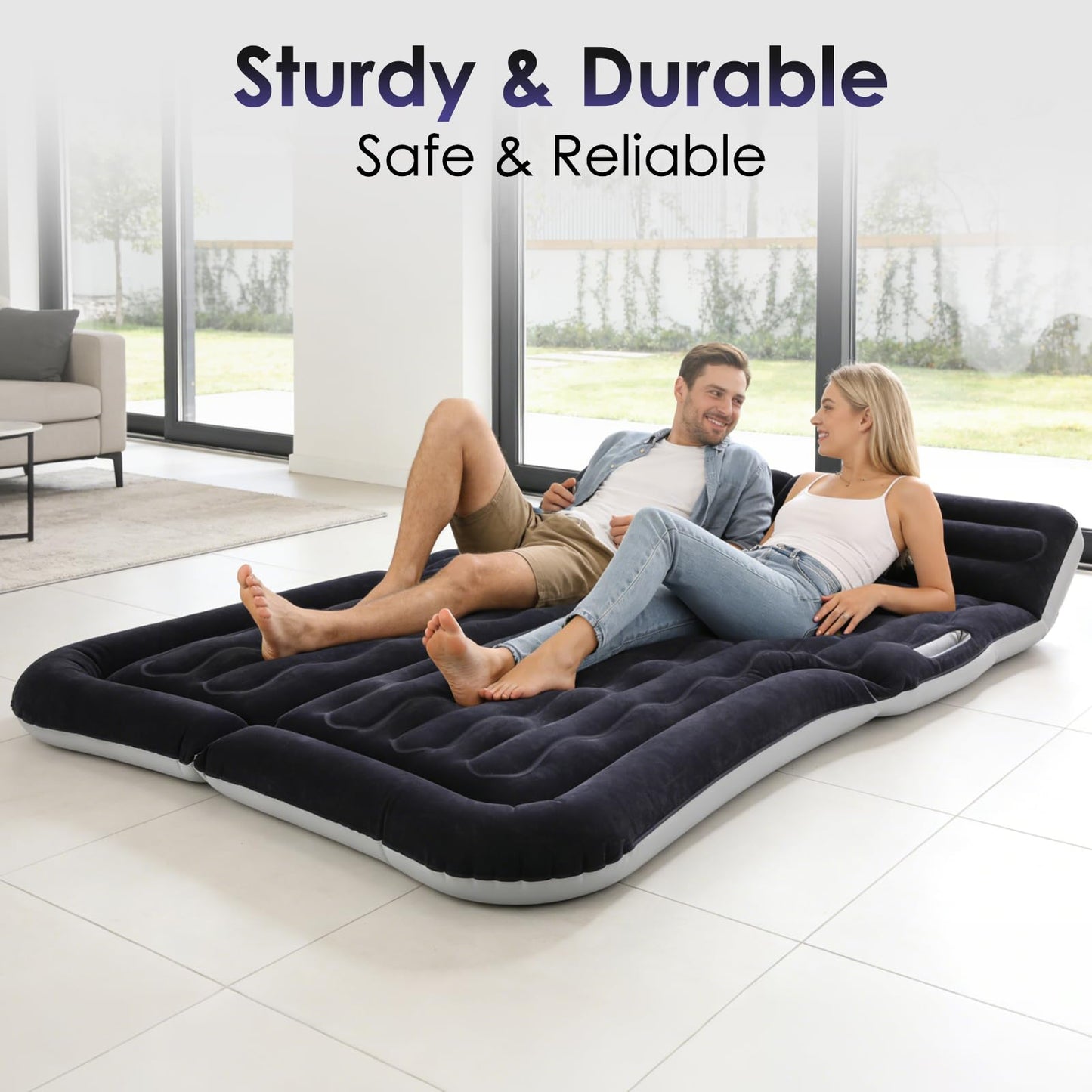 Eooqi Inflatable Car Air Mattress for SUV, Sedan, Truck & Minivan, Back Seat Car Bed for Car Camping & Travel, Portable Mattress with earplugs, Window Screens, Eye Mask & Storage Bags