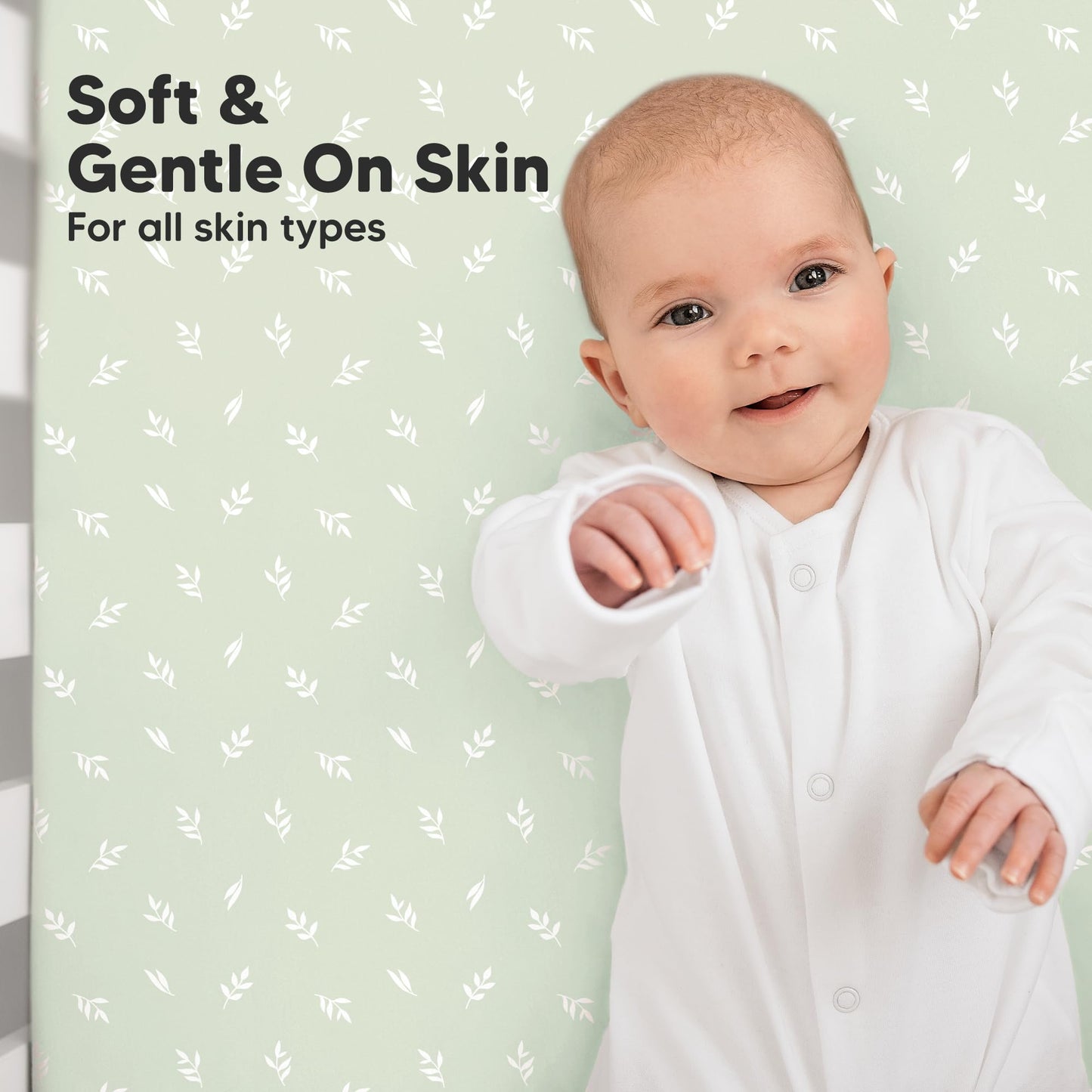 KeaBabies 2-Pack Organic Cotton Crib Sheets for Boys, Girls - 52x28 Fitted Crib Mattress Sheet Neutral, Breathable Cover for Baby Bed Set, Toddler Mattress, Soft & Cute Prints (Herb)