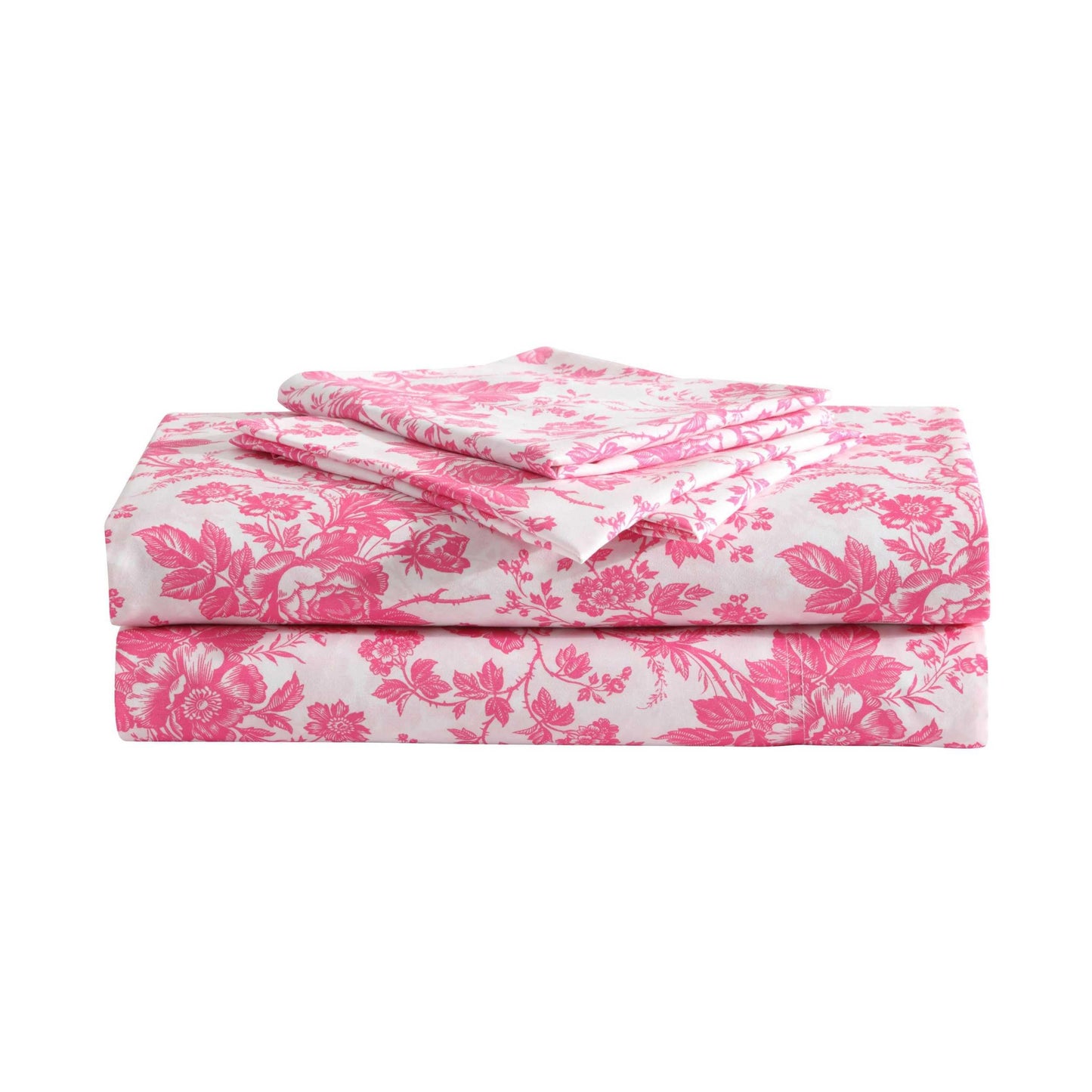Betsey Johnson - Full Size Sheet Set, Ultra-Soft & Lightweight Bedding with Pillowcases, Fully Elastic Fitted Sheet, Deep Pocket, Floral Room Decor (Betsey's Toile Pink)