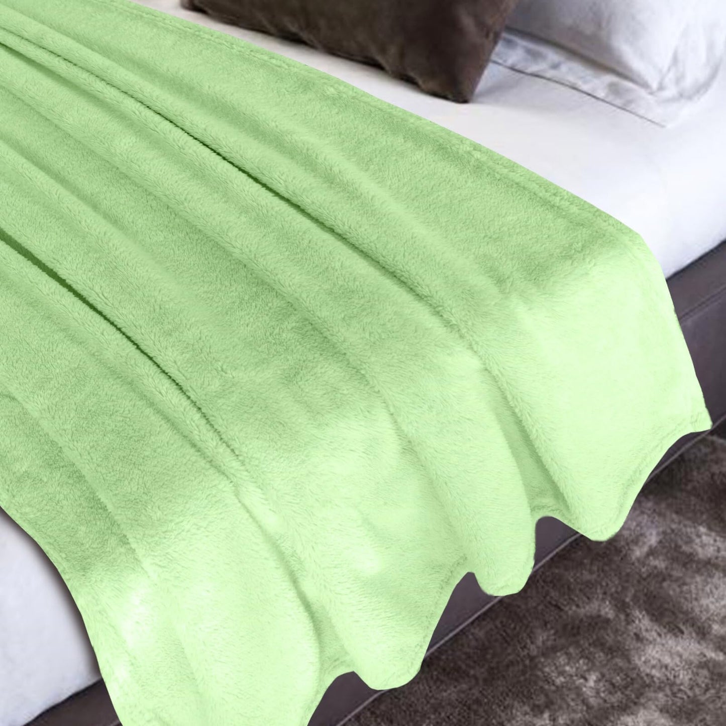 ZYFZCYBL Sherpa Fleece Throw Blanket for Couch, Soft Warm Thick Blanket Cozy Fluffy Microfiber Throw Flannel Double Reversible Luxurious Blankets for Bedroom Livingroom, Sage Green Throw Size 50"x60"