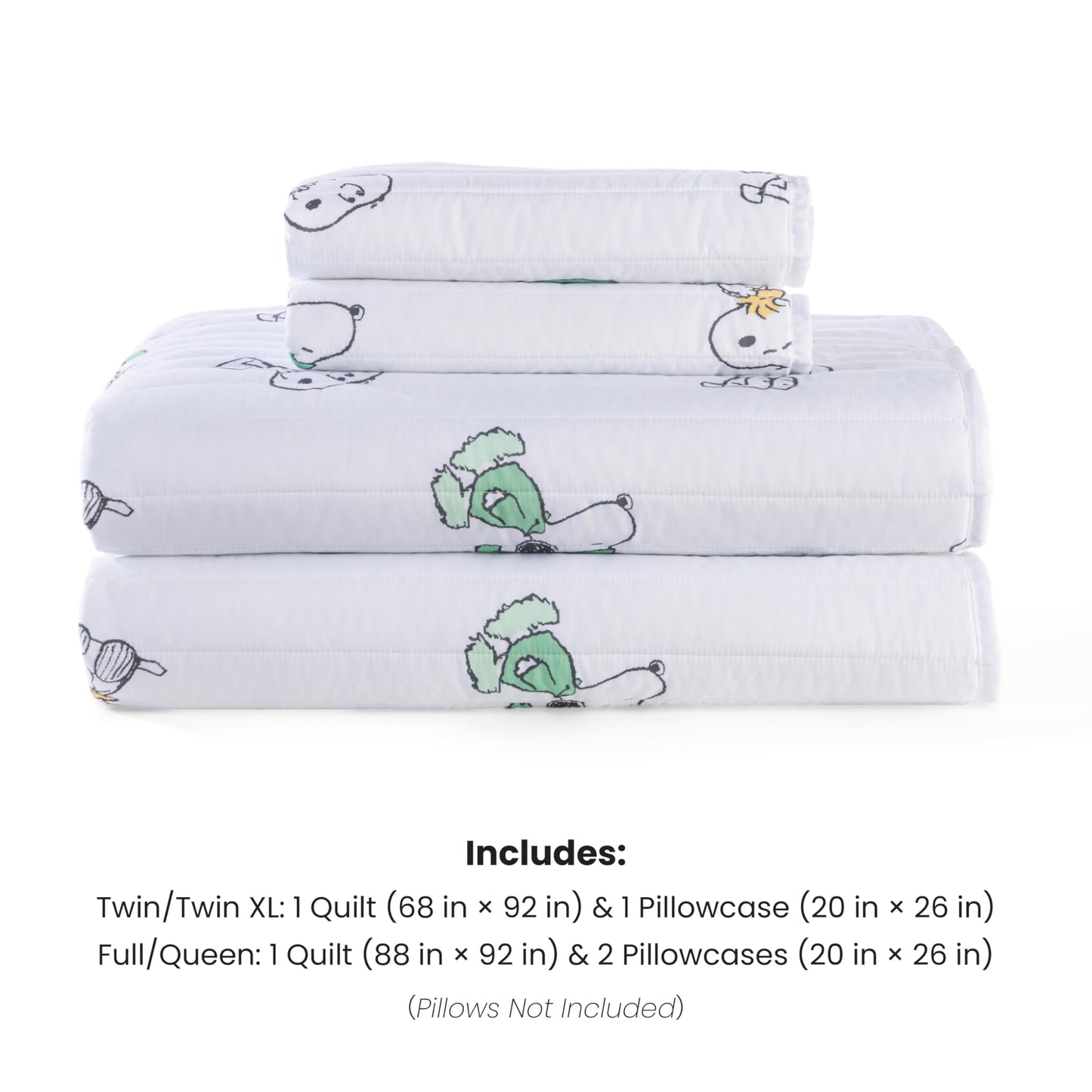 Berkshire Peanuts® Microfiber Quilt Set, Officially Licensed Snoopy & Woodstock, Ultra Soft Lightweight Coverlet with 1 Sham, All-Season Bedding for Bedroom(Twin/TwinXL, Snoopy's Cuddly Dreams White)