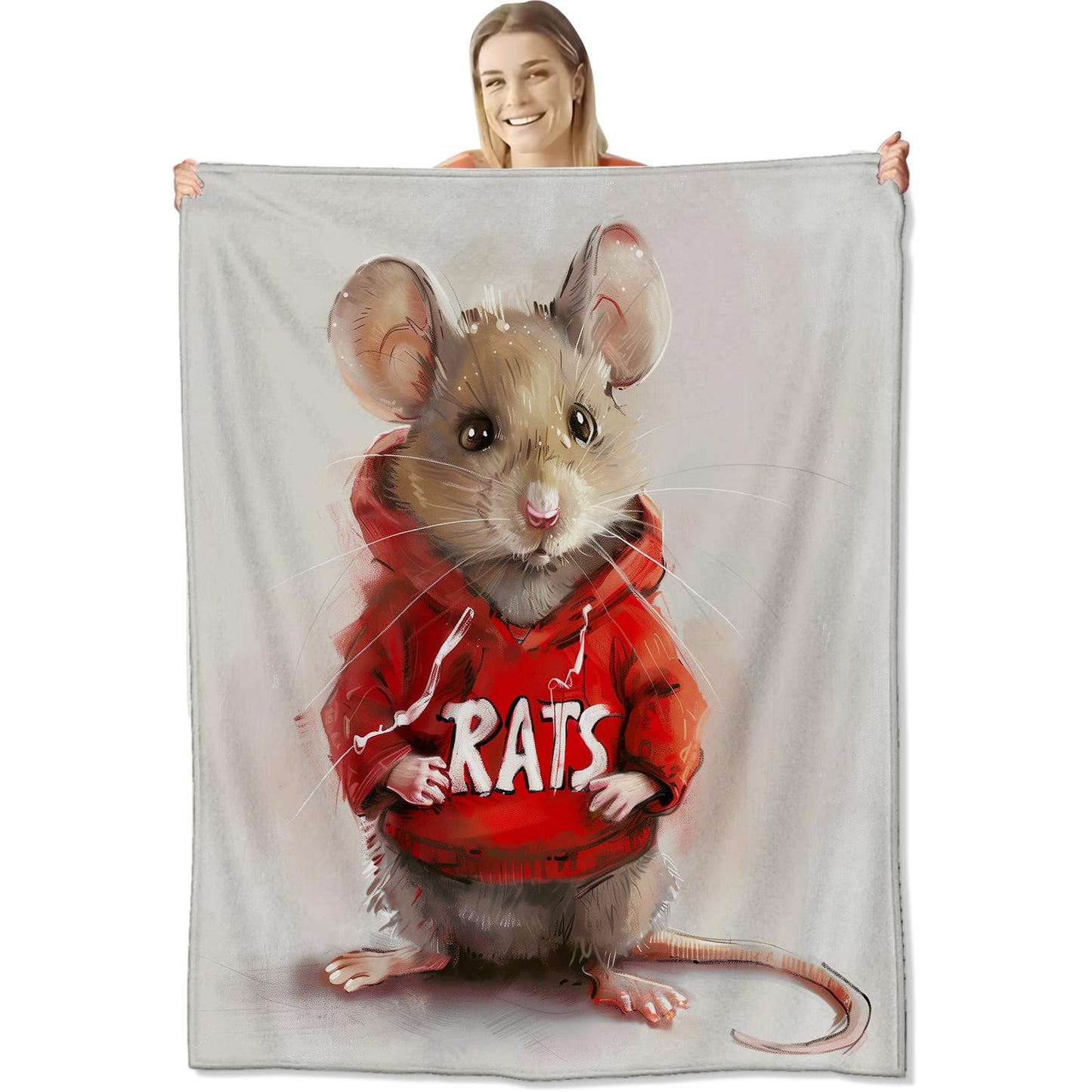 cromcu Rat Blanket for Kids and Adults, Flannel Mice Blankets, Adorable Mouse Throw Blanket for Sofa Couch Bed Living Room Decor Gifts, Single-Sided Printing, 50x60 Inches