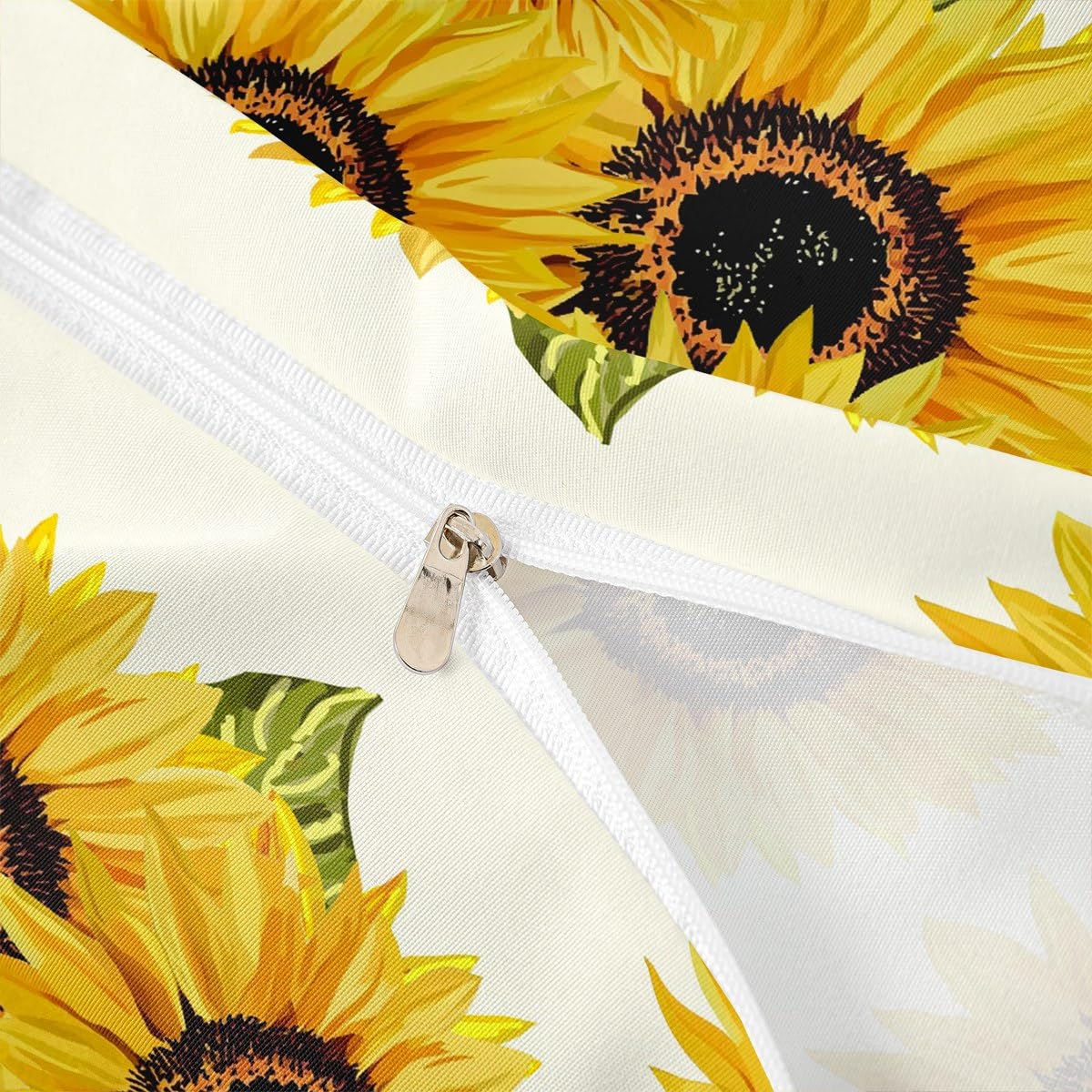 Homewish Sunflowers Bedding Set 3pcs Yellow Flowers Comforter Cover Yellow Sunflowers Printed Design Duvet Cover Set Botanical Bedspread Cover with 2 Pillow Cases(No Comforter) Queen Size