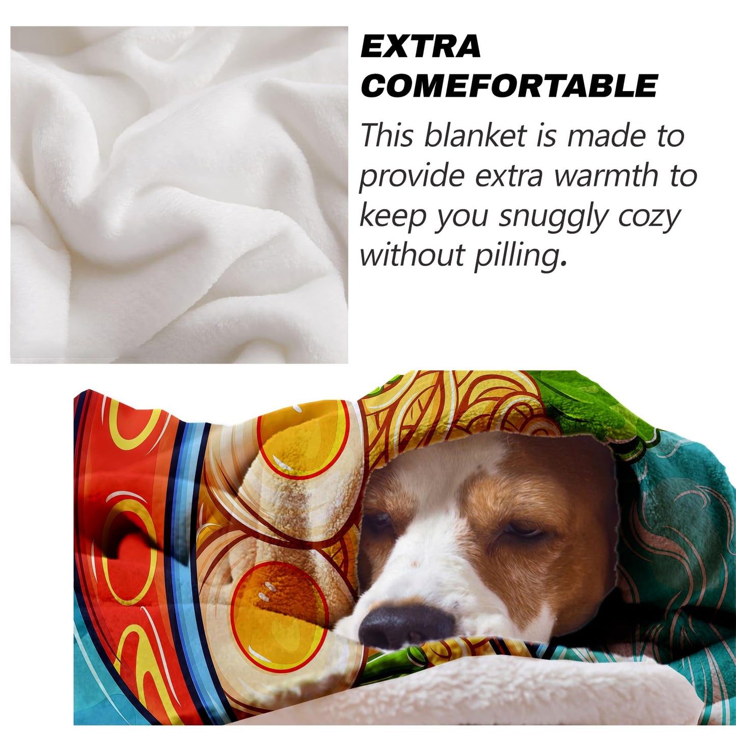 Turamurra Ramen Bowl Blanket 50"x60", Ramen Noodle Plush Blankets, Ideal for Home Decor, Couch, Bed, Travel, for Adults and Kids