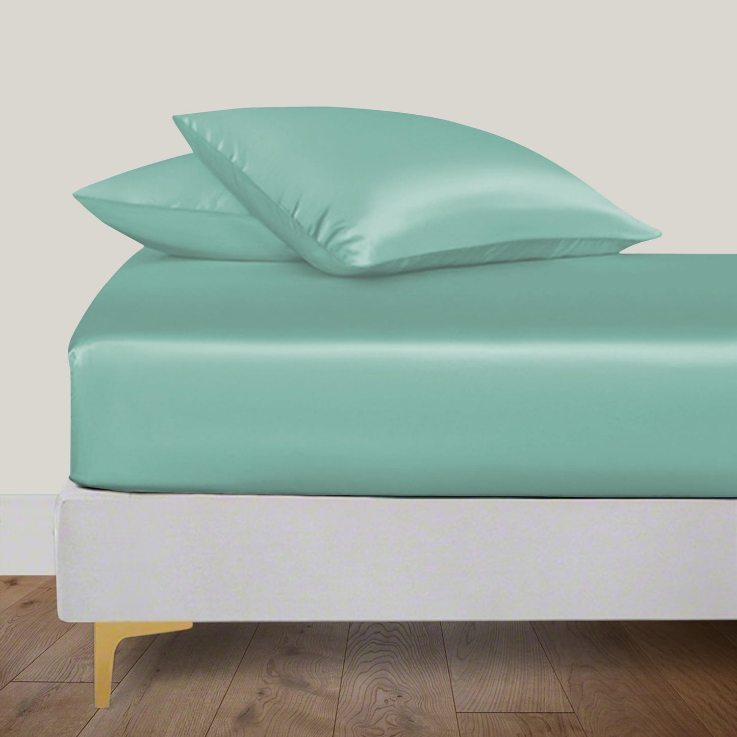 LINENWALAS Fitted Sheet Only Viscose Derived from Bamboo, Bottom Sheet for King Size Bed – 16” Deep Pocket, All Around Snug Fit – Cooling, Breathable, Soft, Hypoallergenic (Aqua, King)