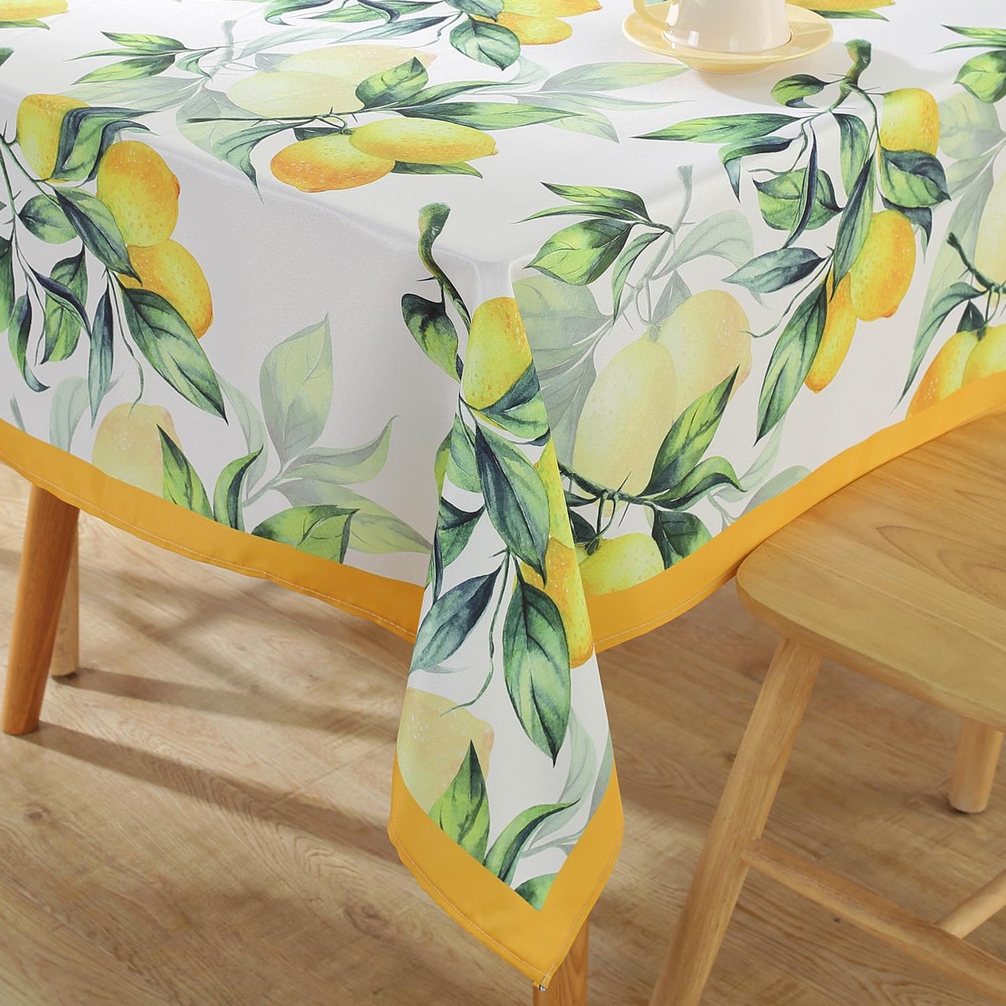 MATIRUG Summer Tablecloth for Rectangle Table 52"x70",Lemon Fruit Floral Table Cloths,Washable Spillproof French Fabric for Indoor Outdoor Camping Picnic