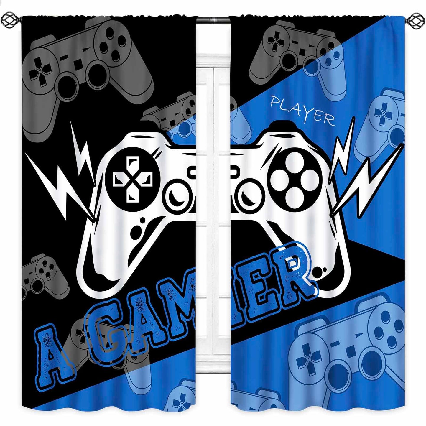 Gaming Curtains for Boys Bedroom Window,Video Game Gamepad Home Decor Window Drapes Game Controller Window Treatment for Kids Teen Living Room Nursery Playroom Curtains,42X45 Inch