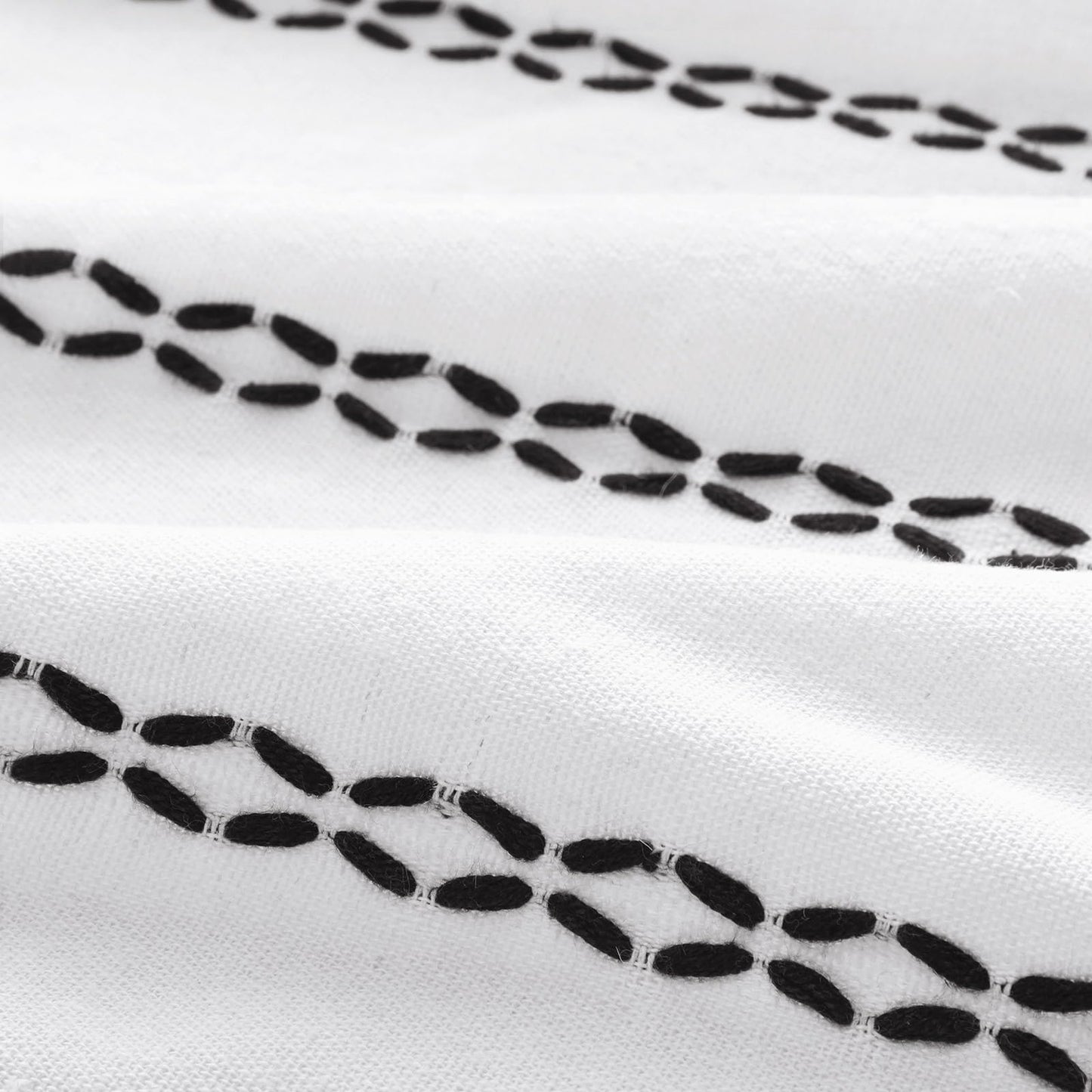 NDDYCU Black and White Boho Shower Curtain Farmhouse Linen Striped Fabric with Tassels, 72 X 72