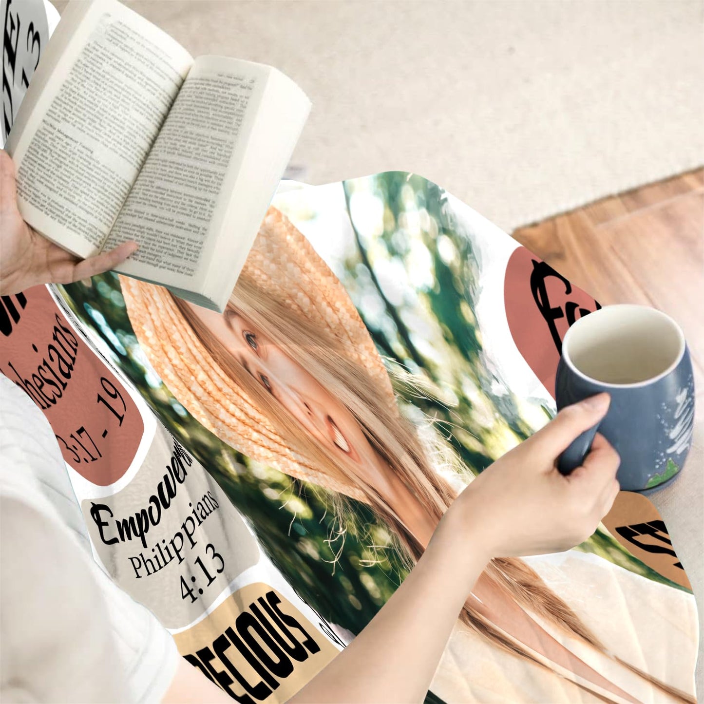 PREAUREUM God Says I Am Blanket, Personalized Christian Throw Blanket,Inspirational Jesus Throw Blankets,Confirmation Catholic Spiritual Blankets for Kids (Custom Photo God Says I Am - Bubble Style)