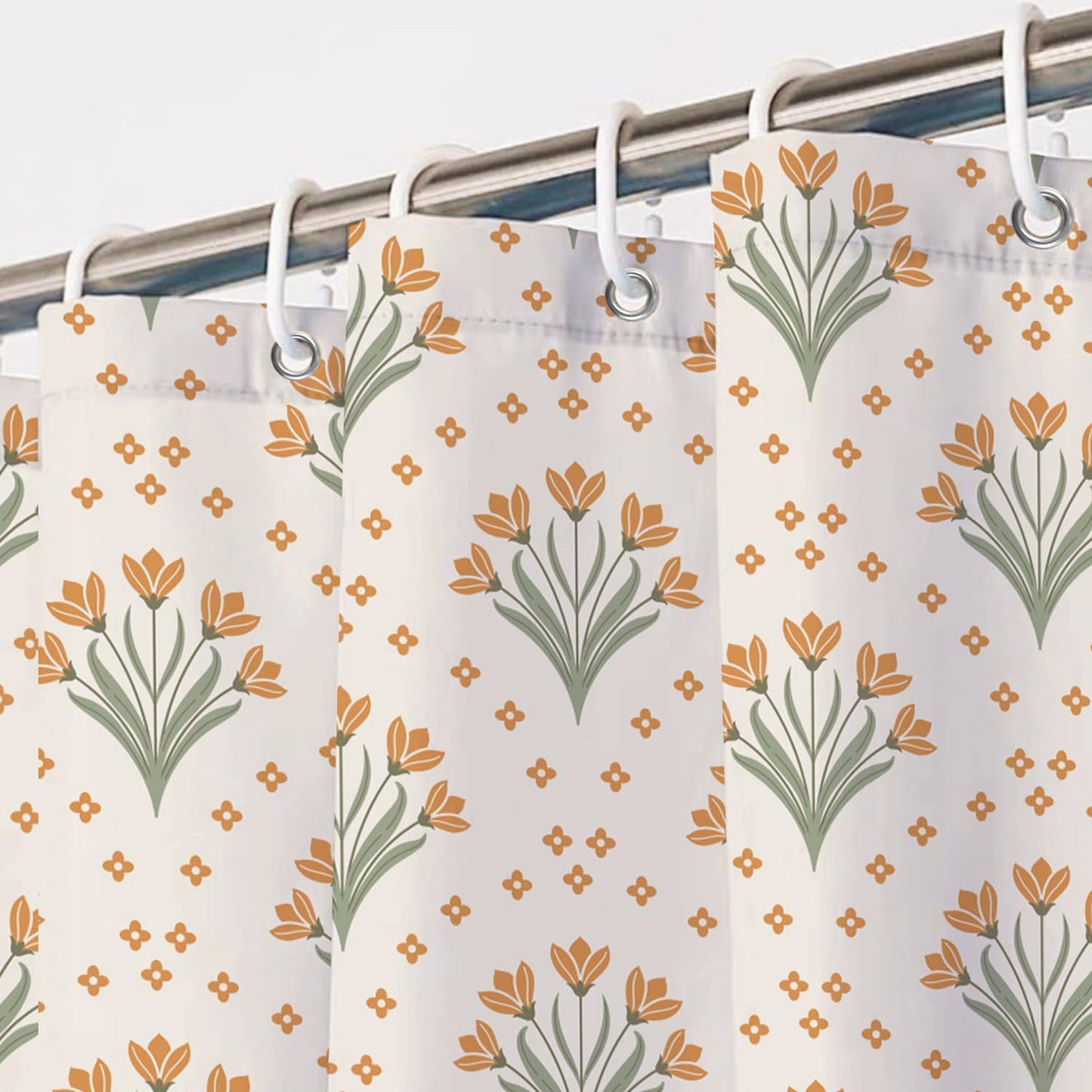 Xiazhilaio Boho Floral Shower Curtain with Hooks 71x74 Inch