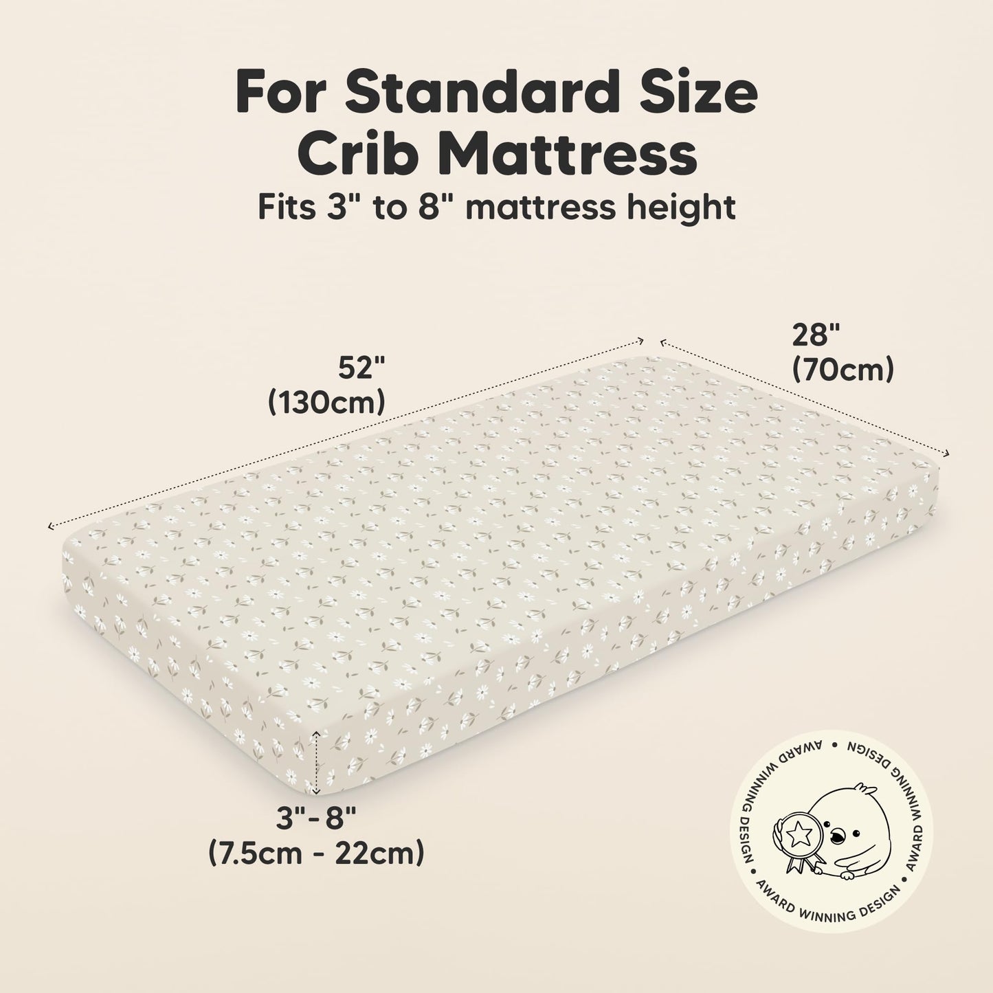 KeaBabies 2-Pack Organic Cotton Crib Sheets for Boys, Girls - 52x28 Fitted Crib Mattress Sheet Neutral, Breathable Cover for Baby Bed Set, Toddler Mattress, Soft & Cute Prints (Daisies)