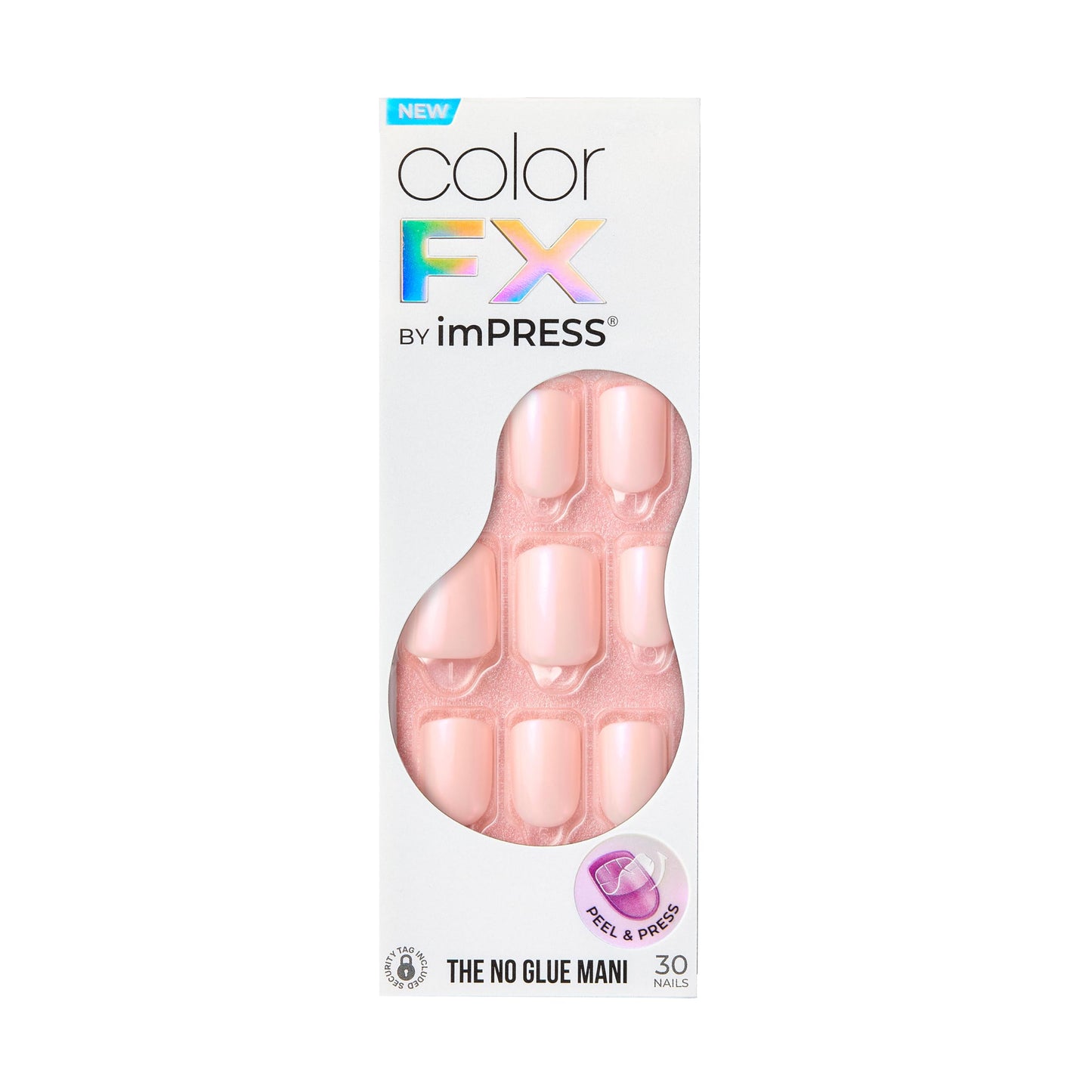 Kiss Impress No Glue Mani Press On Nails, Color FX, 'Good Mood', Pink, Short Size, Squoval Shape, Includes 30 Nails, Prep Pad, Instructions Sheet, 1 Manicure Stick, 1 Mini File