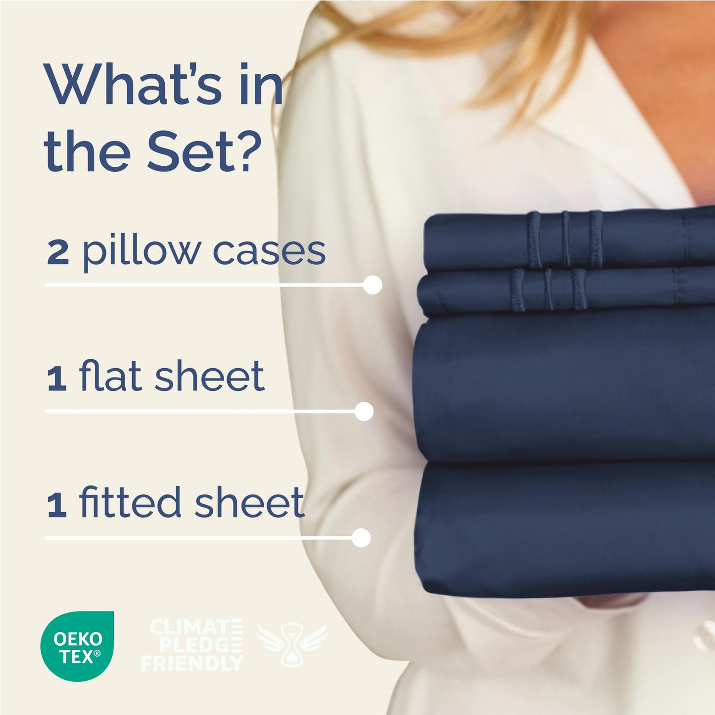 Full Size 4 Piece Sheet Set - Comfy Breathable & Cooling Sheets - Hotel Luxury Bed Sheets for Women & Men - Deep Pockets, Easy-Fit, Extra Soft & Wrinkle Free Sheets - Navy Blue Oeko-Tex Bed Sheet Set
