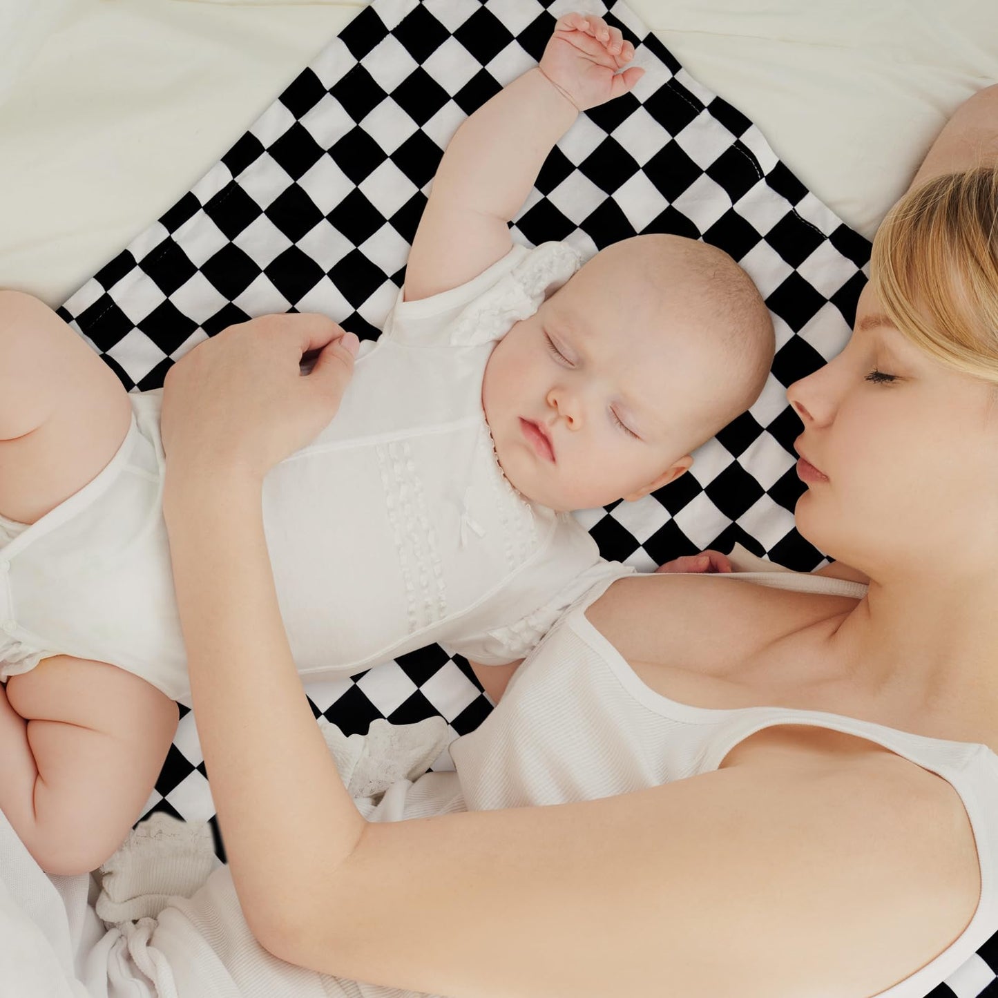 CIVARUA KIDS Checkered Baby Blankets for Boys, Comfy Durable Blanket with Double Layer Dotted Backing Checkerboard Grid Chessboard Gingham Bed Blankets for Newborn Infants Black, 30x40 Inches