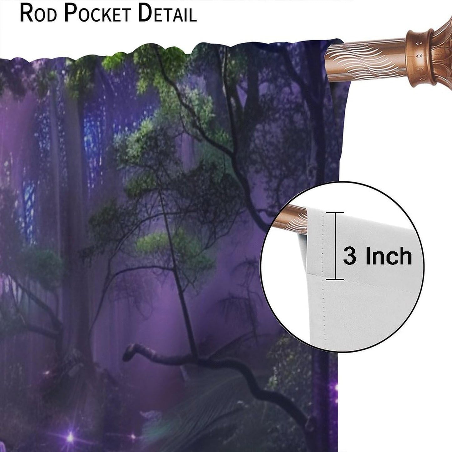 HZOHNAGO Enchanted Forest Curtains Fantasy Nature Purple Fireflies Waterfall Pattern Blackout Print Rod Pocket Window Drapes for Bedroom Living Room 42x45in
