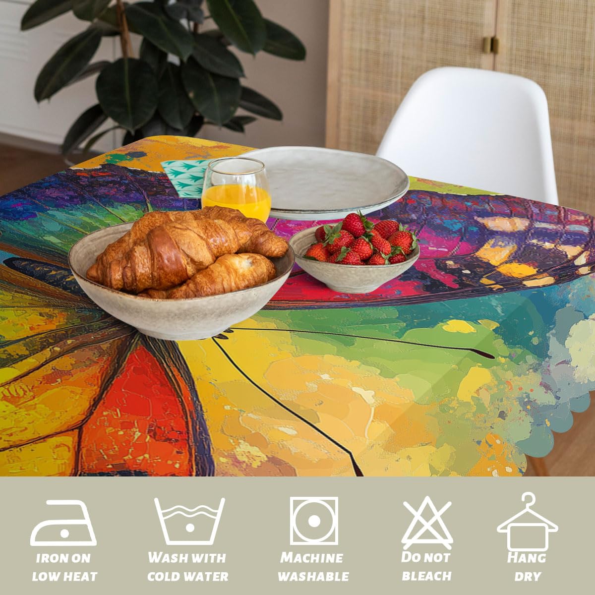 XYJFZL Butterfly Table Cloth Abstract Colorful Butterfly Rectangle Kitchen Table Cover Oblong Tablecloth for Dining Table Buffet Parties Patio Camping 52 x 70 Inch 4-6 Seats