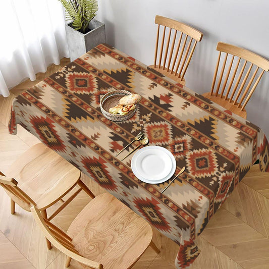 mutakin Aztec Geometric Rectangle Tablecloth Washable Table Cloth 60x90 Inch Table Cover Waterproof for Decoration Kitchen Dining Room