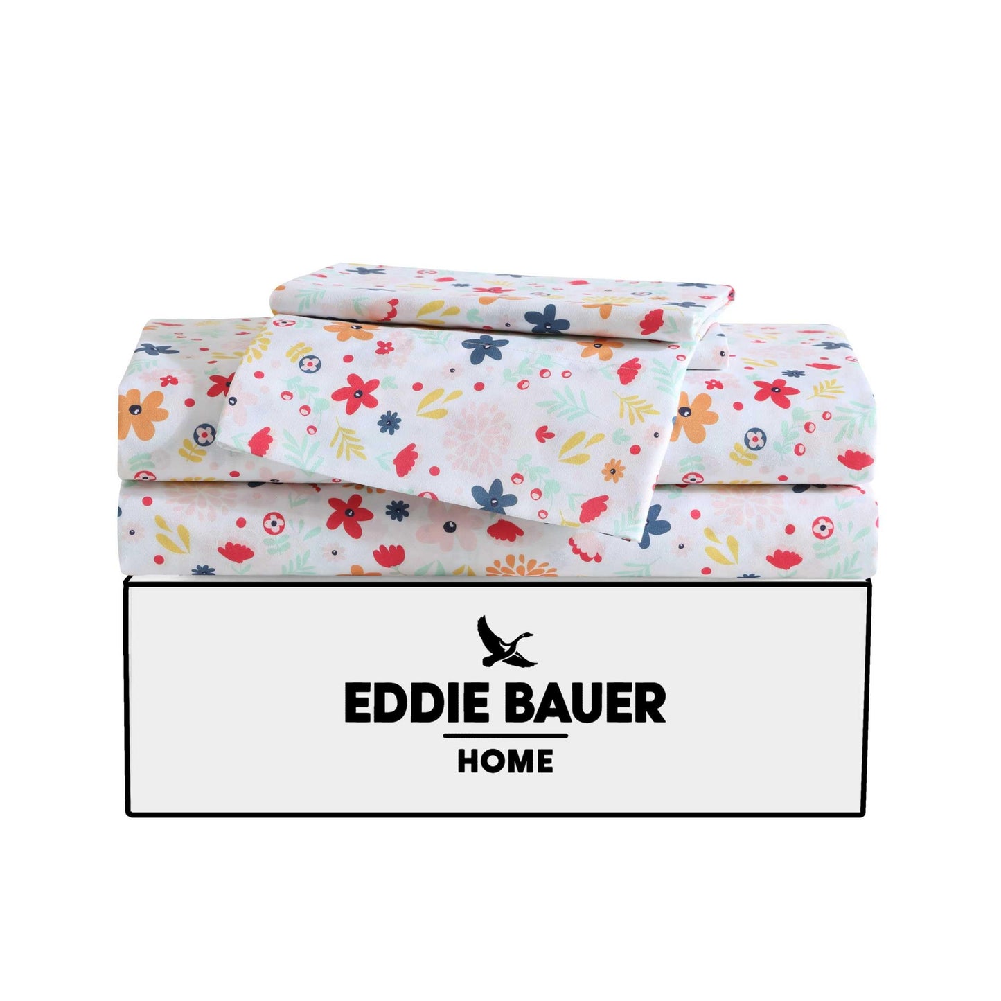 Eddie Bauer Kids - Full Sheets, Stain-Resistant Toddler Bedding with Matching Sham(s), Super Soft, Ideal Girl Room Essentials (Colorful Floral Pink, Full)