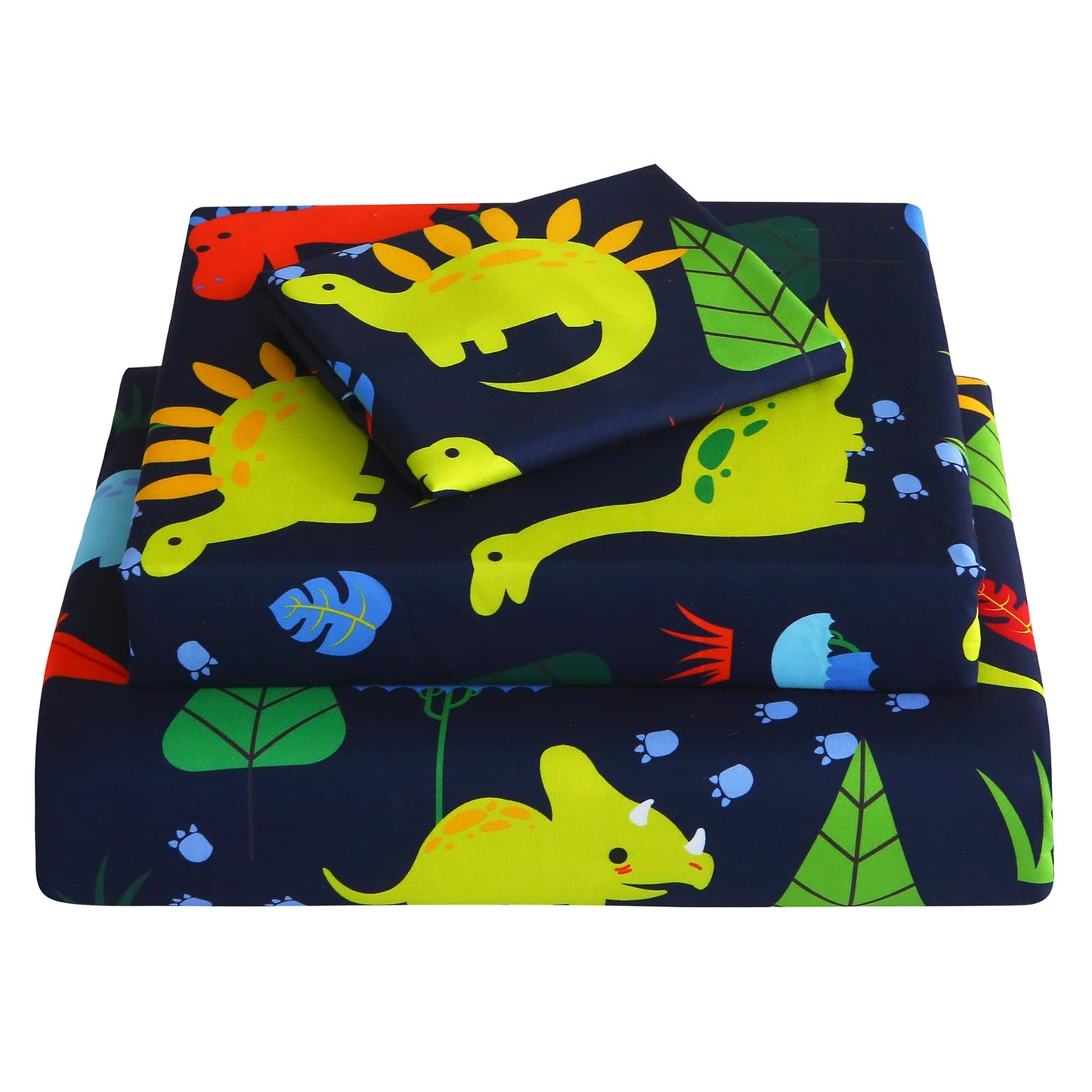 Softan Kids Twin Sheets Set, 3 Piece Dinosaur Bedding Set for Boys, Soft Breathable Microfiber with 15" Deep Pocket, Fitted Flat Sheet & Pillowcase