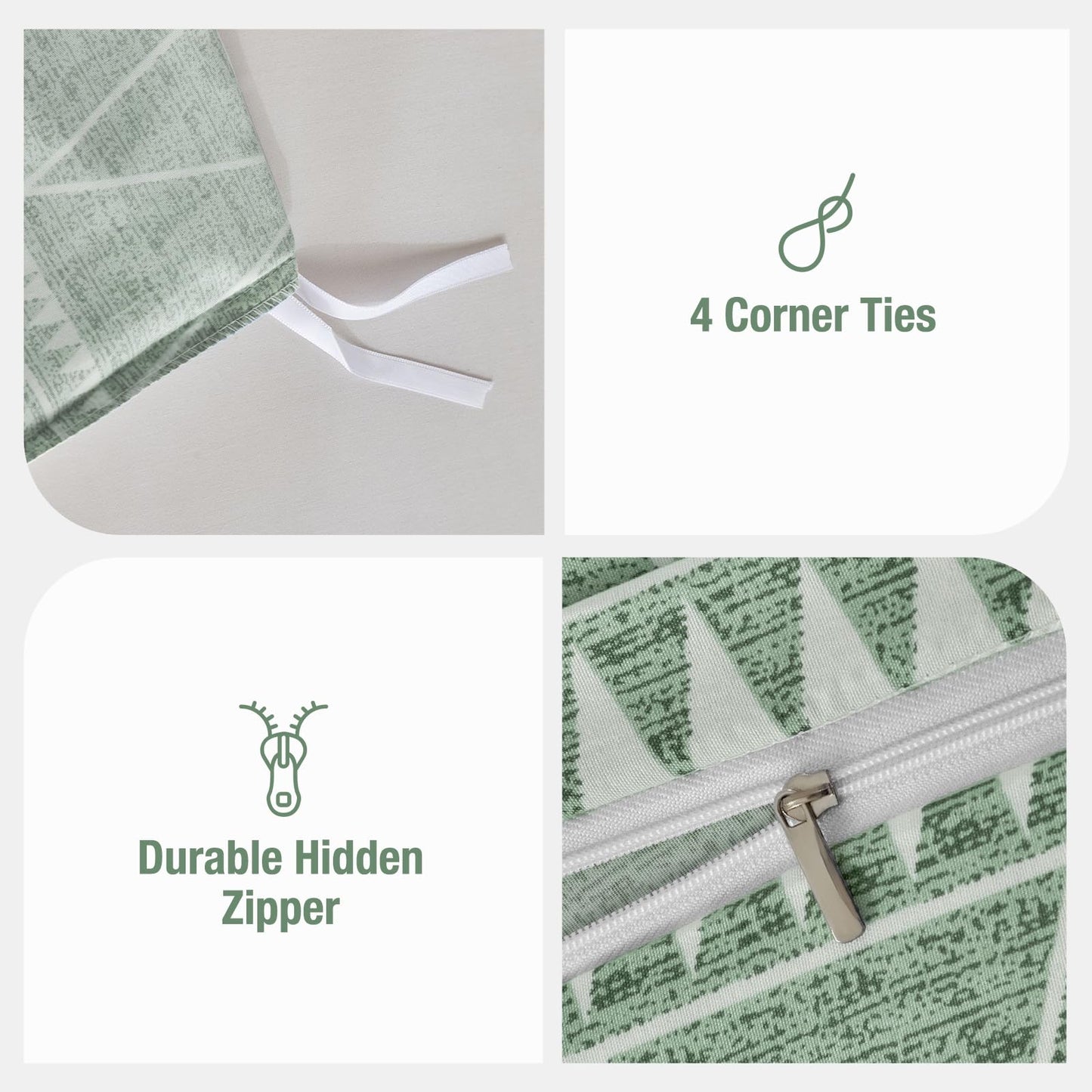 Lekesky Duvet Cover King Size, Green Breathable Comforter Cover King Size 3pc Ultra Soft Brushed Bedding Cover Set with 8 Zipper Ties (1 Duvet Cover 104x90 inches with 2 Pillow Cases)