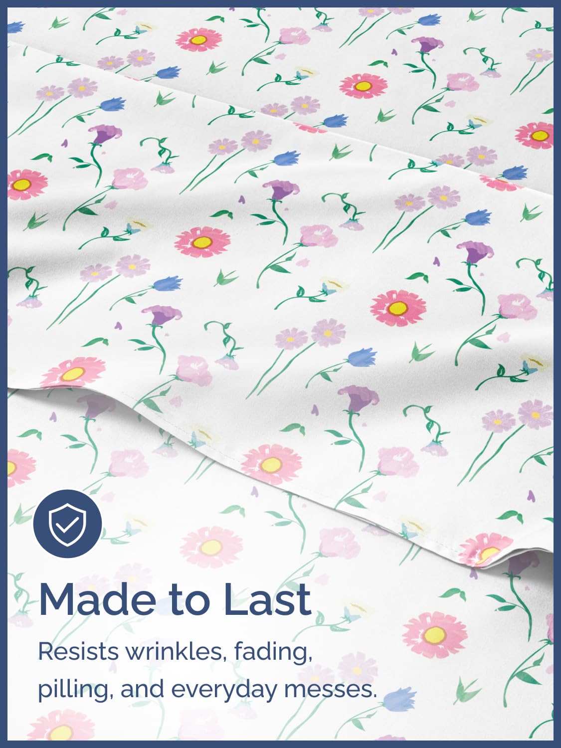 Kids Queen Size Bed Sheet Set - 4 Piece Kids Loft Bed Sheets - Floral Flower Themed Bedding - Soft, Cute - Breathable & Machine Washable - Pretty Pink Flower Bed Set for Boys, Girls, Teens & Toddlers