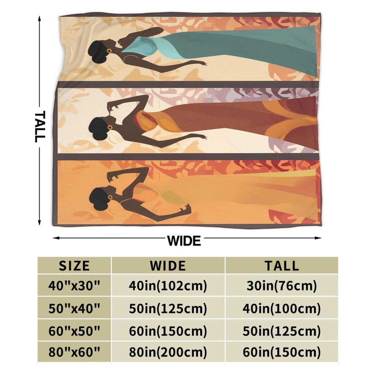 Ouqiuwa Black Women Throw Blanket African Girls Plush Microfiber Flannel Fleece Blanket 50"x40" for Bed Sofa Couch Camping Travel