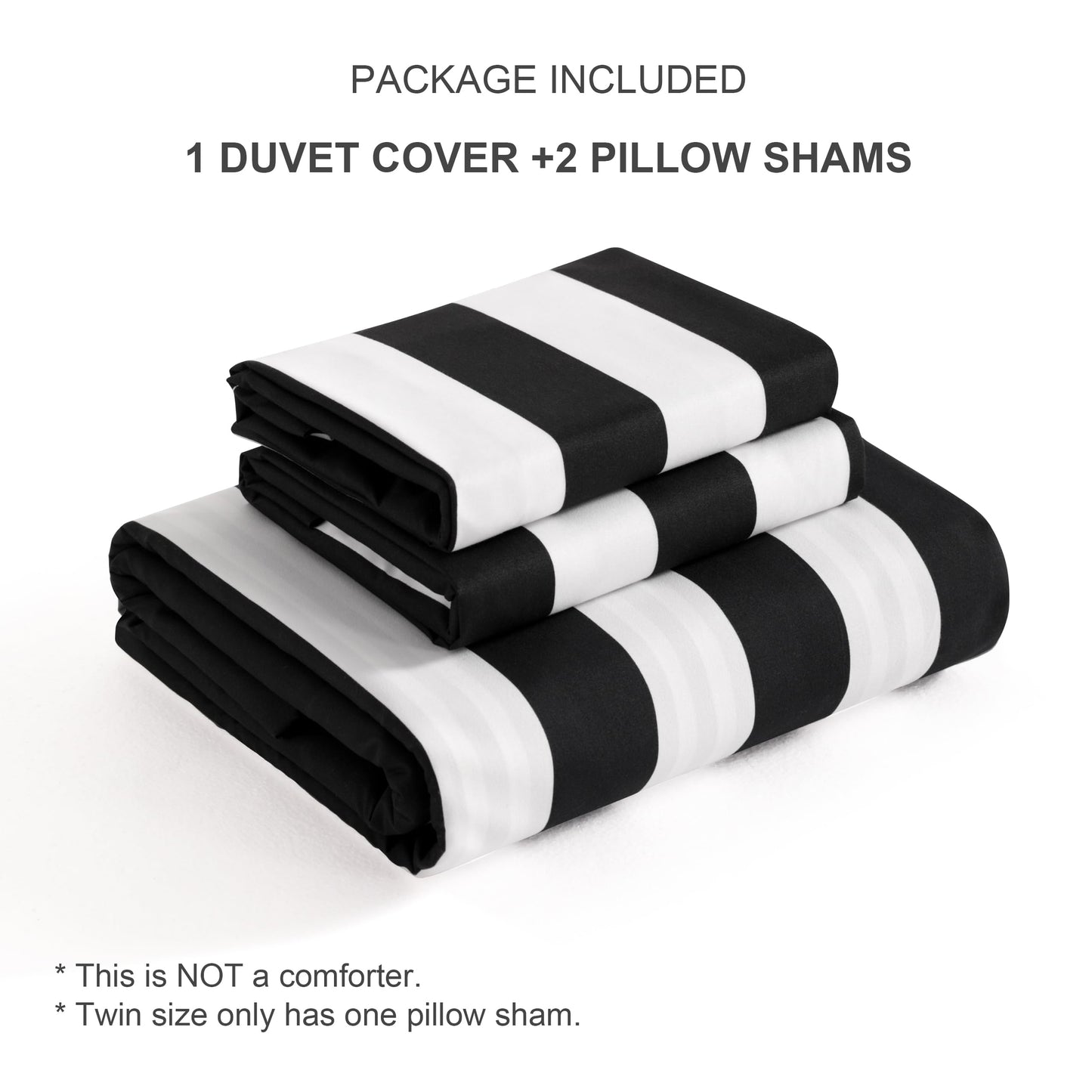 NTBAY 3 Pieces Duvet Cover Set Queen Size, Reversible Zipper Comforter Cover with 4 Corner Ties and 2 Pillow Shams, Soft Brushed Microfiber Comforter Cover Set with Black and White Striped Printed