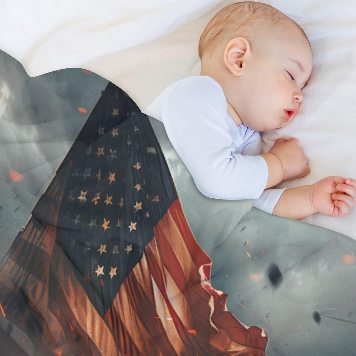 TOWINSFB American Flag Soldier Flannel Throw Blanket, Soft Lightweight Cozy Warm Vintage Military War Theme Blanket for Couch Bed Travel- 30"x40"