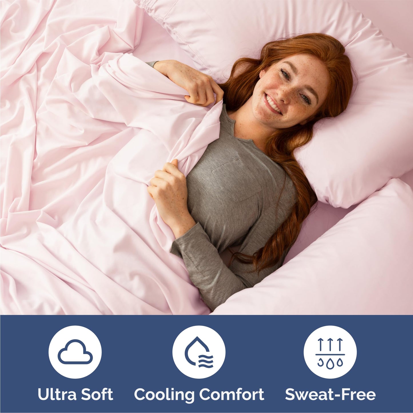 Queen Size 4 Piece Sheet Set - Comfy Breathable & Cooling Sheets - Hotel Luxury Bed Sheets for Women & Men - Deep Pockets, Easy-Fit, Soft & Wrinkle Free Sheets - Lavender Pink Oeko-Tex Bed Sheet Set