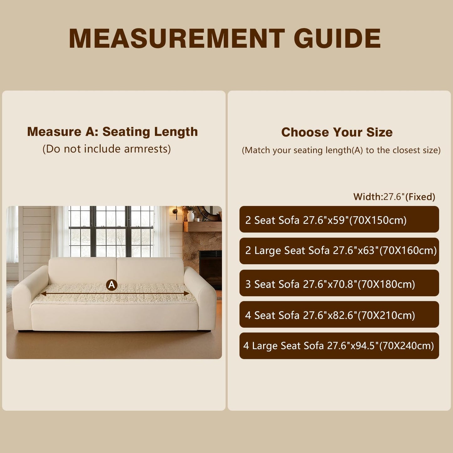 OHSIO Couch Cover for Pets, Washable Non-Slip Sofa Cover Pet Friendly, Soft Fuzzy Teddy Fleece Sofa Slipcover for 2 Cushion Sofa Furniture Protector (Ivory, 27.6" x 59")