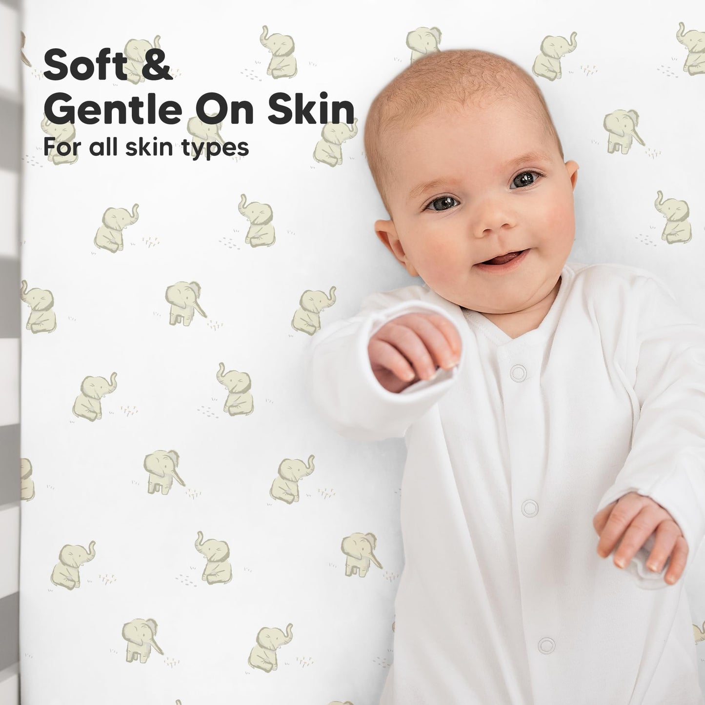 KeaBabies 2-Pack Organic Cotton Crib Sheets for Boys, Girls - 52x28 Fitted Crib Mattress Sheet Neutral, Breathable Cover for Baby Bed Set, Toddler Mattress, Soft & Cute Prints (Elly)