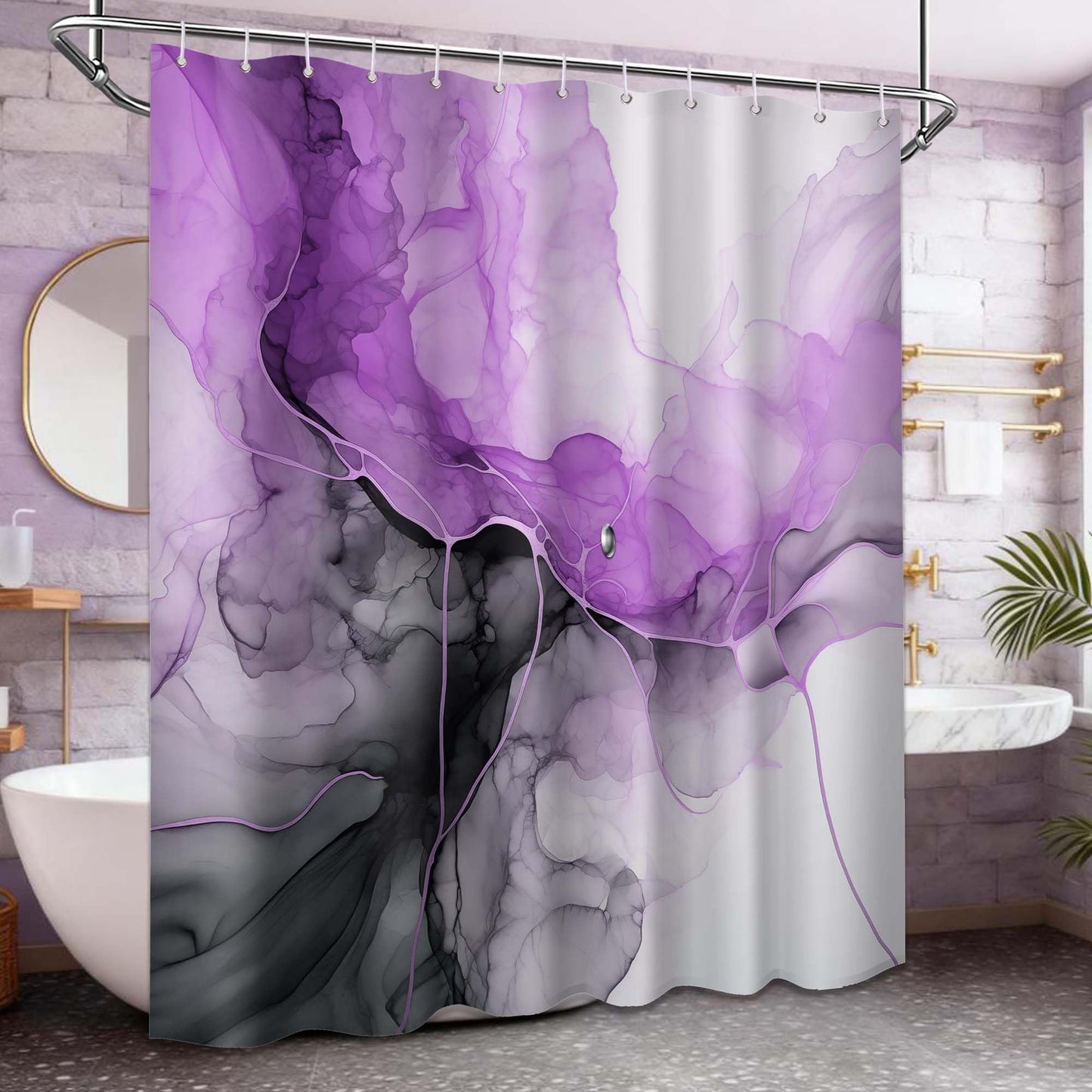 Lvetong Purple Marble Shower Curtain, 70 x 72 in