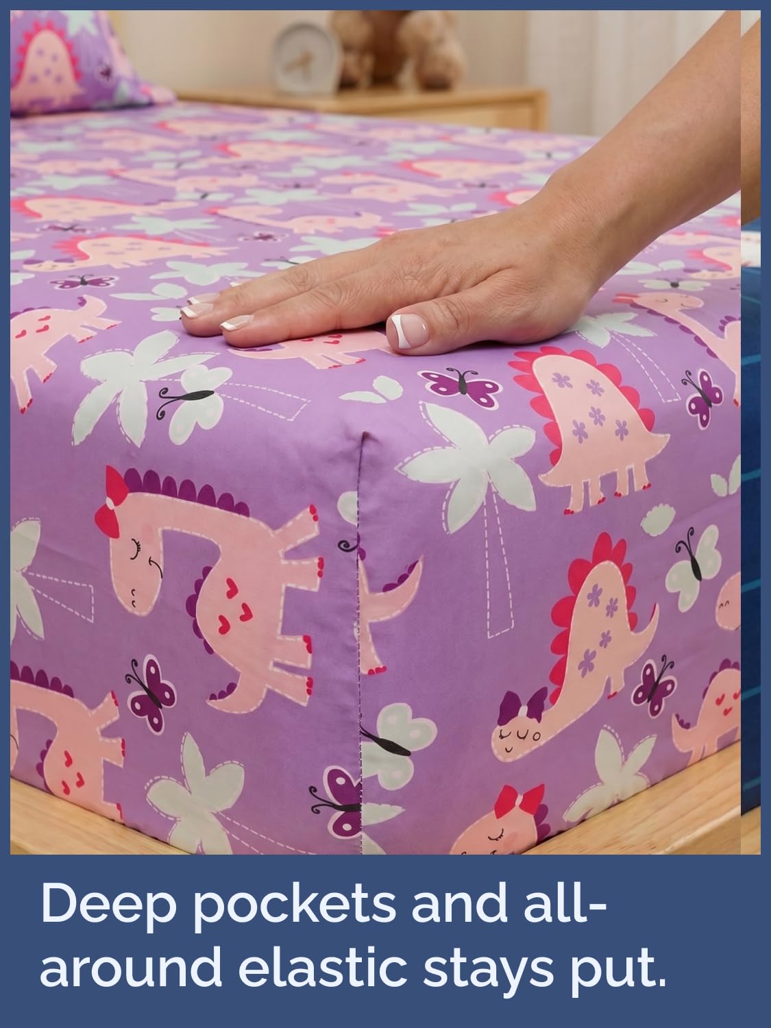 CGK Unlimited Kids Pink Dinos Twin 3 Piece Sheet Set - Boys, Girls, Teens, Toddler - Easy Fit with Deep Pockets - Soft, Cooling & Breathable Sheets - Cute, Cozy, Fade & Wrinkle Free - Machine Washable