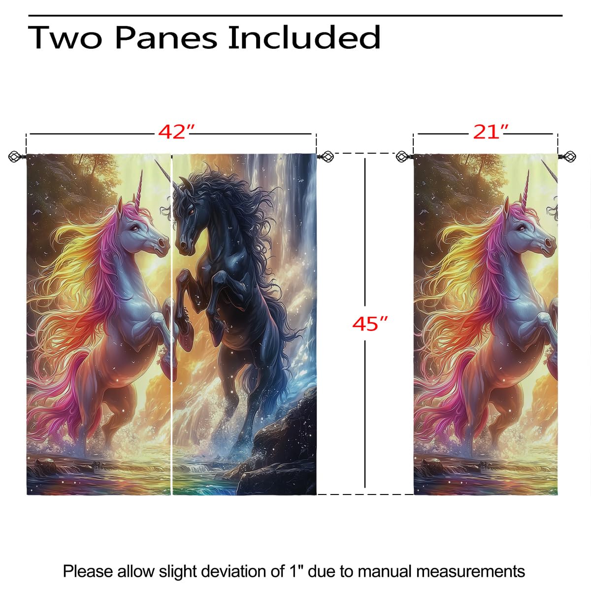 ONINUO Rainbow Unicorn Blackout Curtains for Girls Boy Home Decor, Fantasy Unicorn Animal Art Grommet Thermal Insulated Drapes Darkening Window Curtain for Bedroom Living Room, 42 x 45 Inch