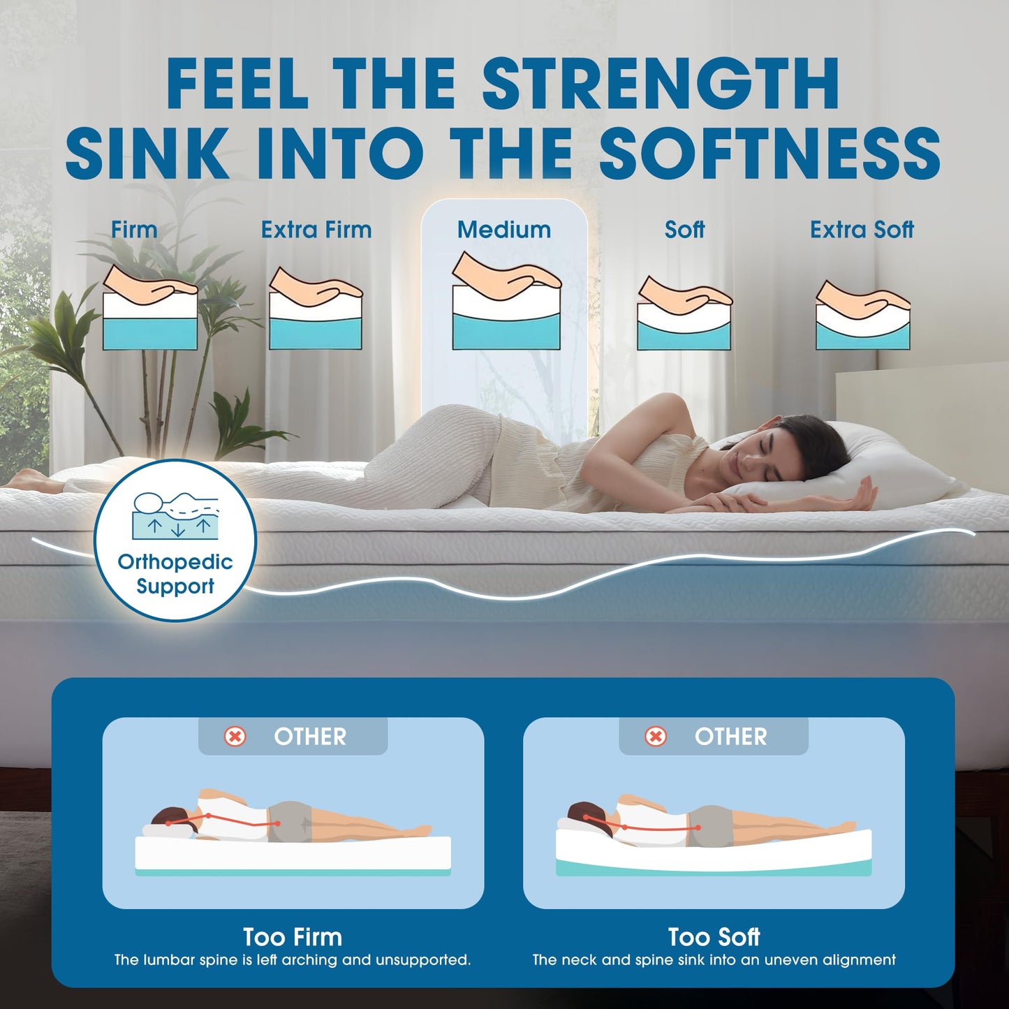 Ninemoon Dual Layer Cooling Memory Foam Mattress Topper Queen Size, 2 Inch Gel Mattress Topper + 1 Inch Pillow Top Mattress Pad, Soft Bed Topper with Deep Pocket 8-21 Inch