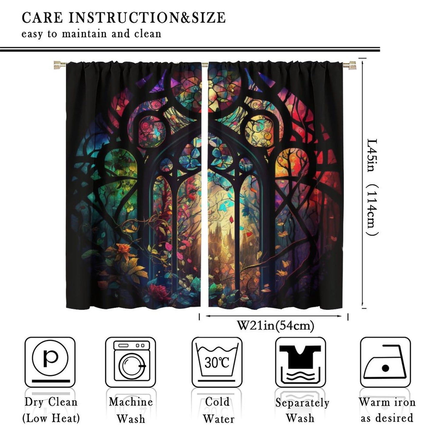 BenYaSong Castle Window Curtain, Arched Door Through Fairy Tale Forest, 2 Panels, 42x45 Inch, Blackout, Rustic Abstract Medieval Gothic