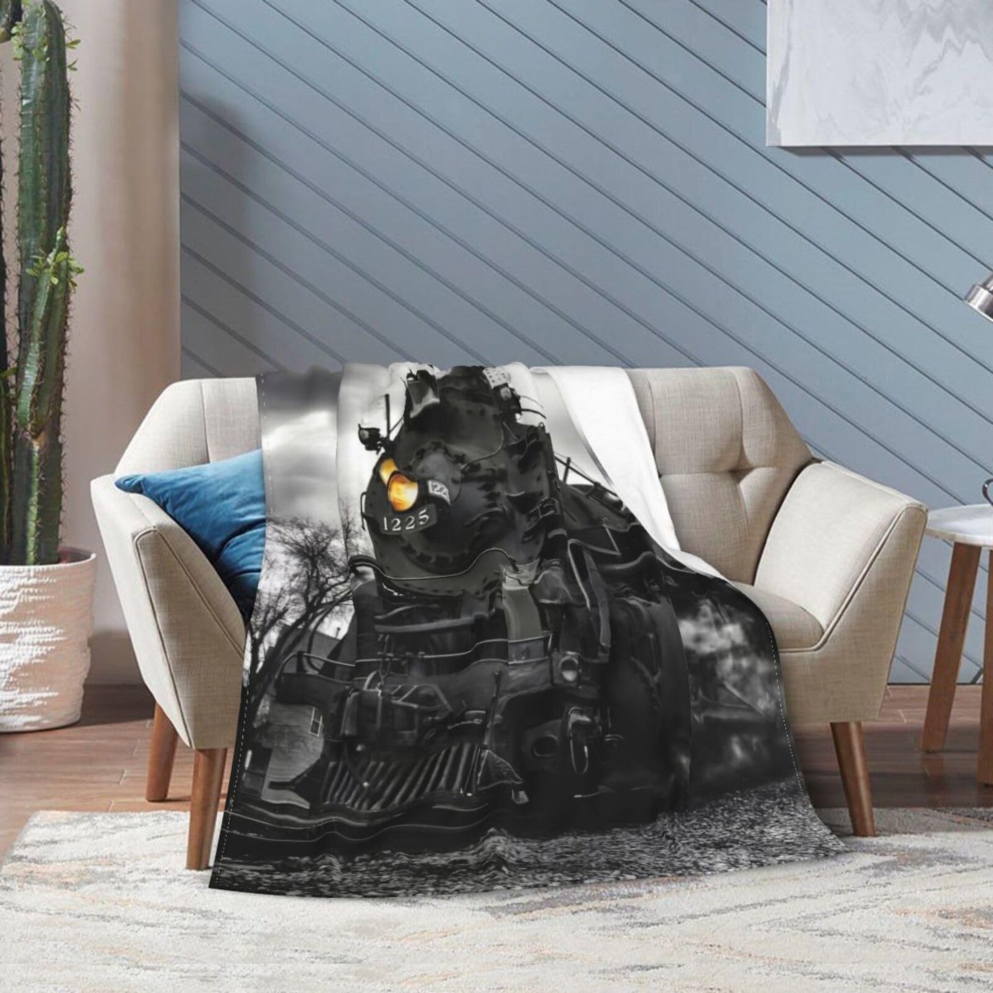 Ngzhyad Steam Train Blanket Warm Cozy Flannel Fleece Throw Blankets Gifts for Car Sofa Couch Bed Decorative 80"X60"