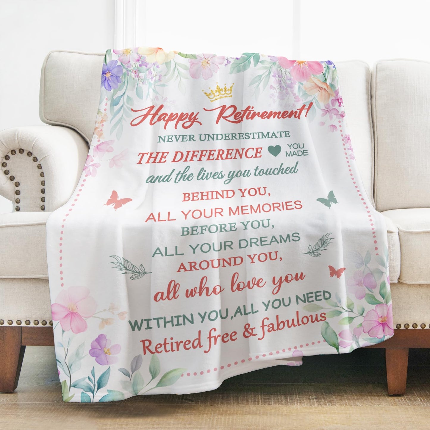 Levens 2025 Best Retirement Gifts for Women, Cozy 60"x50" Happy Retirement Blanket for Women - Perfect Goodbye Gift Idea for Coworkers, Bosses, Doctors, Teachers & Friends