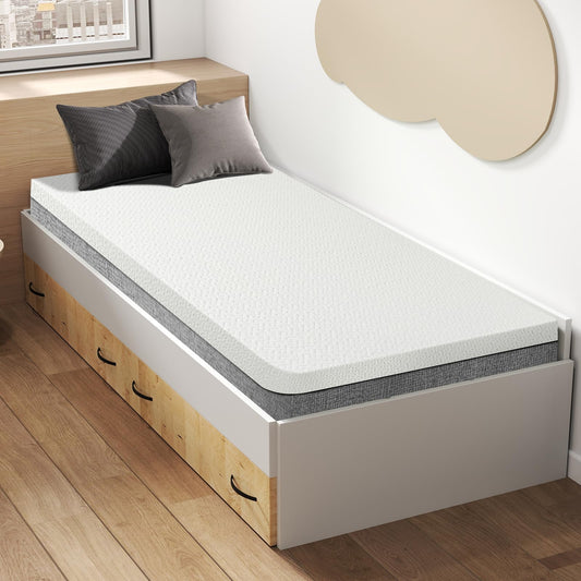 Czpalo 4 Inch Gel Memory Foam Mattress Topper Twin XL, Cooling Mattress Topper with Removable & Washable Bamboo Cover, CertiPUR-US Certified