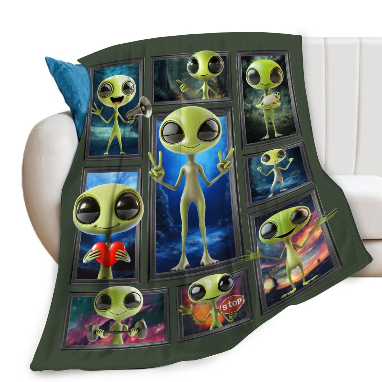 Lovira Alien Throw Blanket Space Print Throw Blankets Gifts for Couch Sofa Bed Stuff Decor Lightweight Soft Cozy Fleece Plush Warm Flannel Bedding for Lover Men Women Boys Girls 40"x50"
