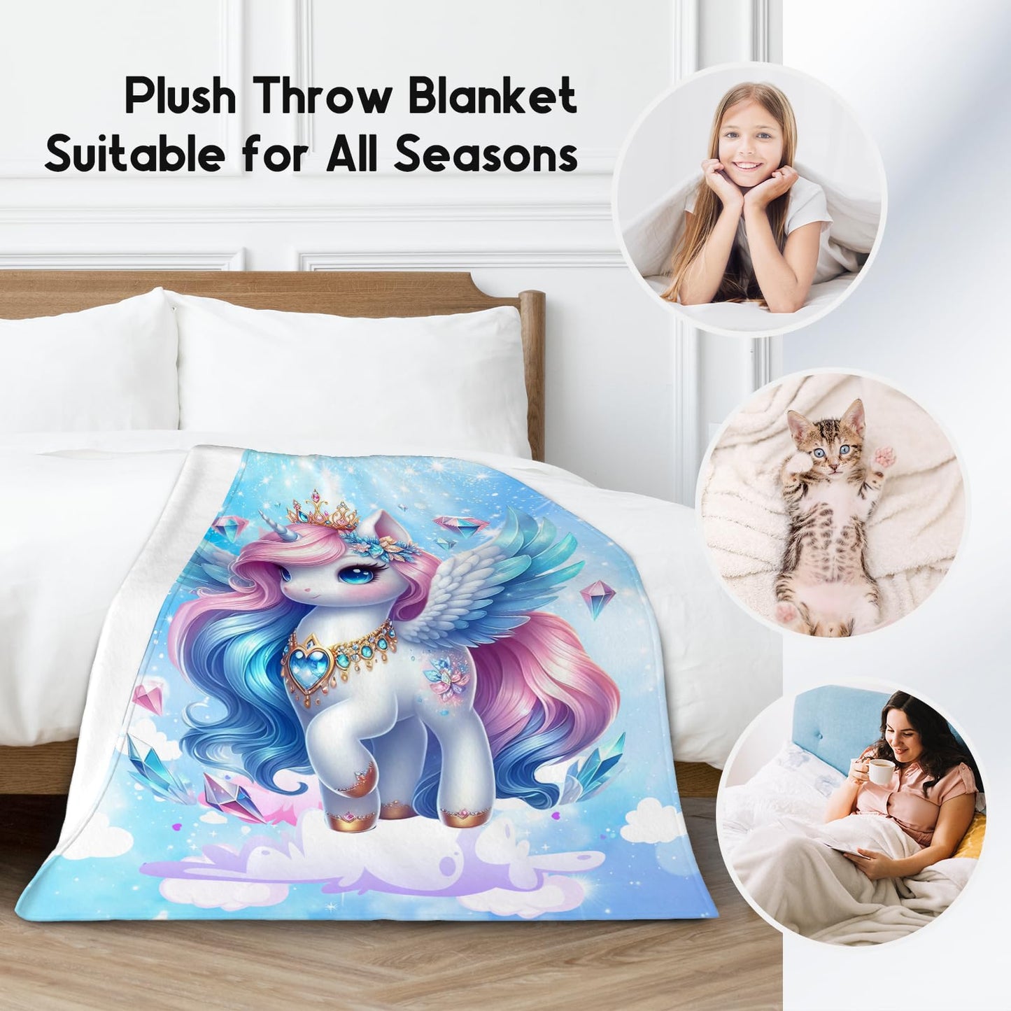 Gifts for Girls, Unicorn Blanket for Kids, Unicorn Fleece Blanket for Girls Daughter, Soft Lightweight Throw for Sofa Couch, 50"x60"