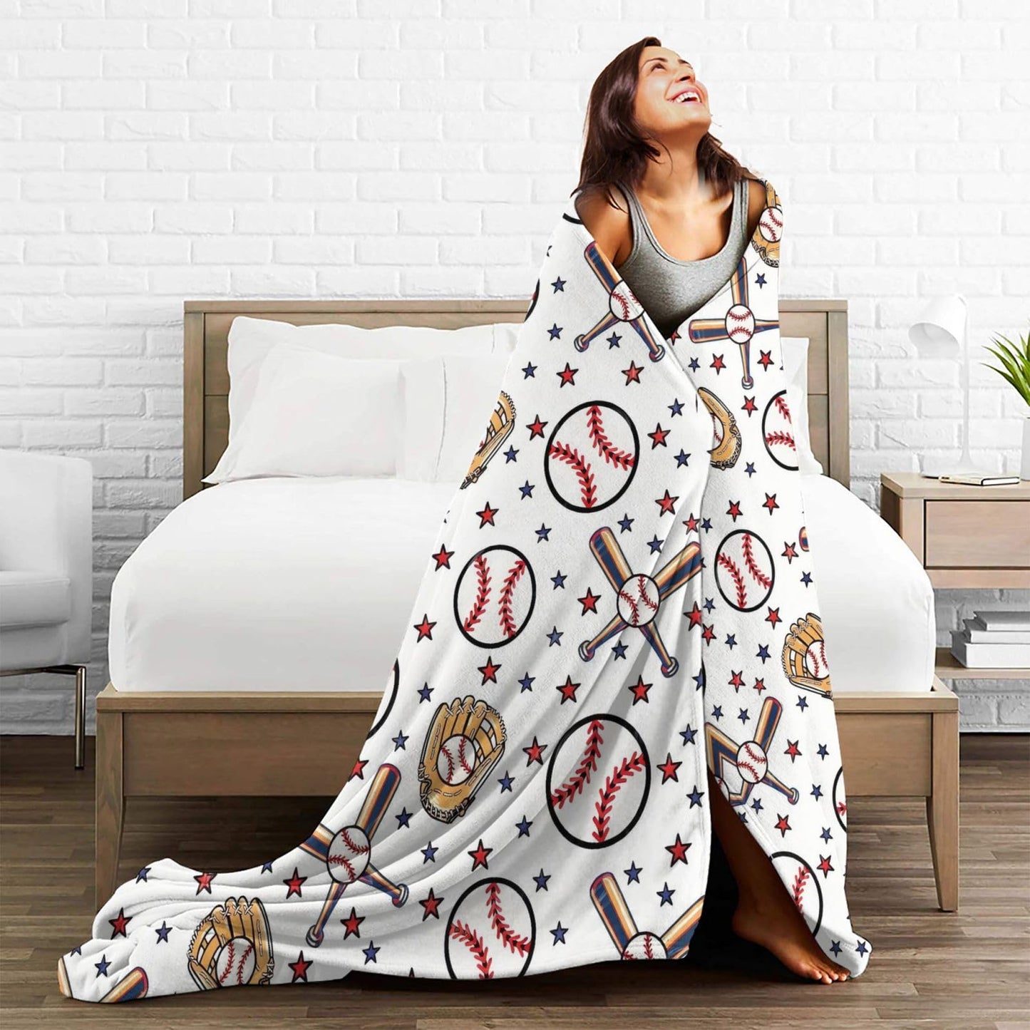 Baseball Blanket, Soft Fleece Throw for Kids, Unique Baseball Gifts Ideas for Boys & Girls Throw Blanket for Home Living Room Couch Bed Chair or Dorm Decor 50x40inches