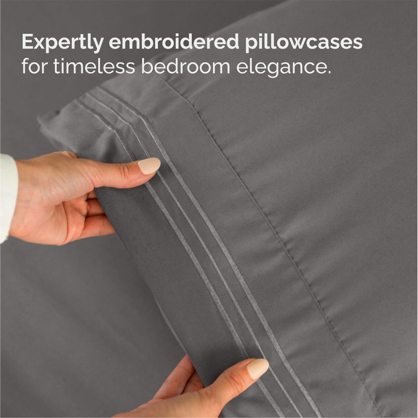 Queen Size 4 Piece Sheet Set - Comfy Breathable & Cooling Sheets - Hotel Luxury Bed Sheets for Women and Men - Deep Pockets, Easy-Fit, Soft and Wrinkle Free Sheets - Dark Grey Oeko-Tex Bed Sheet Set