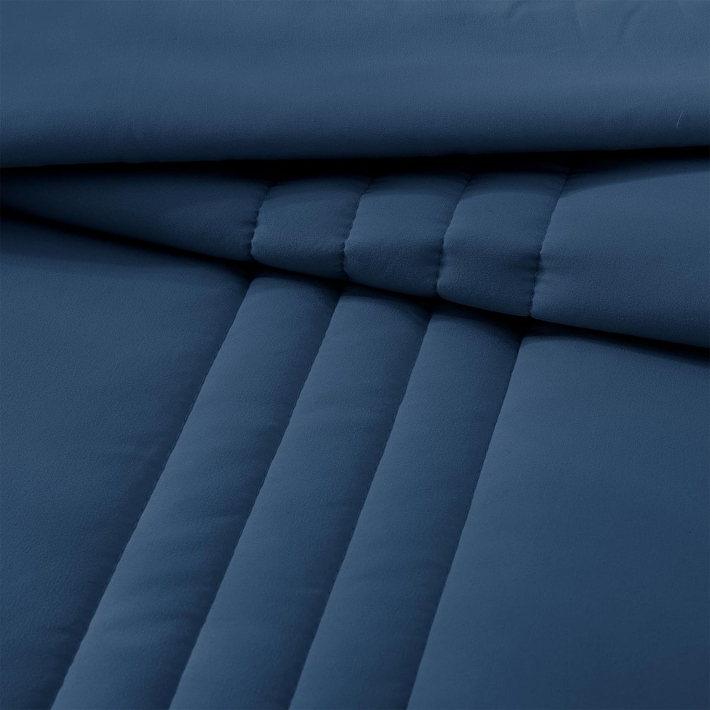Monbix Queen Comforter Set - 7 Pieces Serenity Blue Bed in a Bag, Queen Size Bedding Sets with Comforters, All Seasons Comforter with Sheets,Pillowcases & Shams