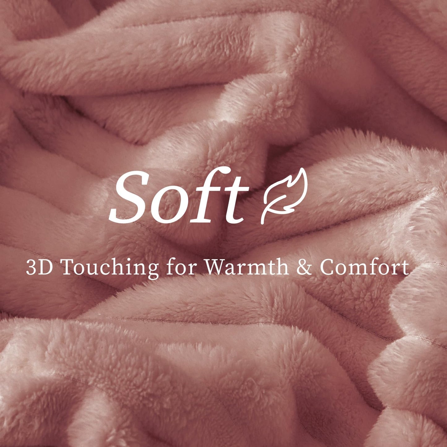 BEDELITE Fleece Throw Blanket for Couch - 300GSM Soft & Warm Fluffy Dusty Pink Blanket, Decorative and Giftable Striped Blankets for Women, Men, 50"x60"