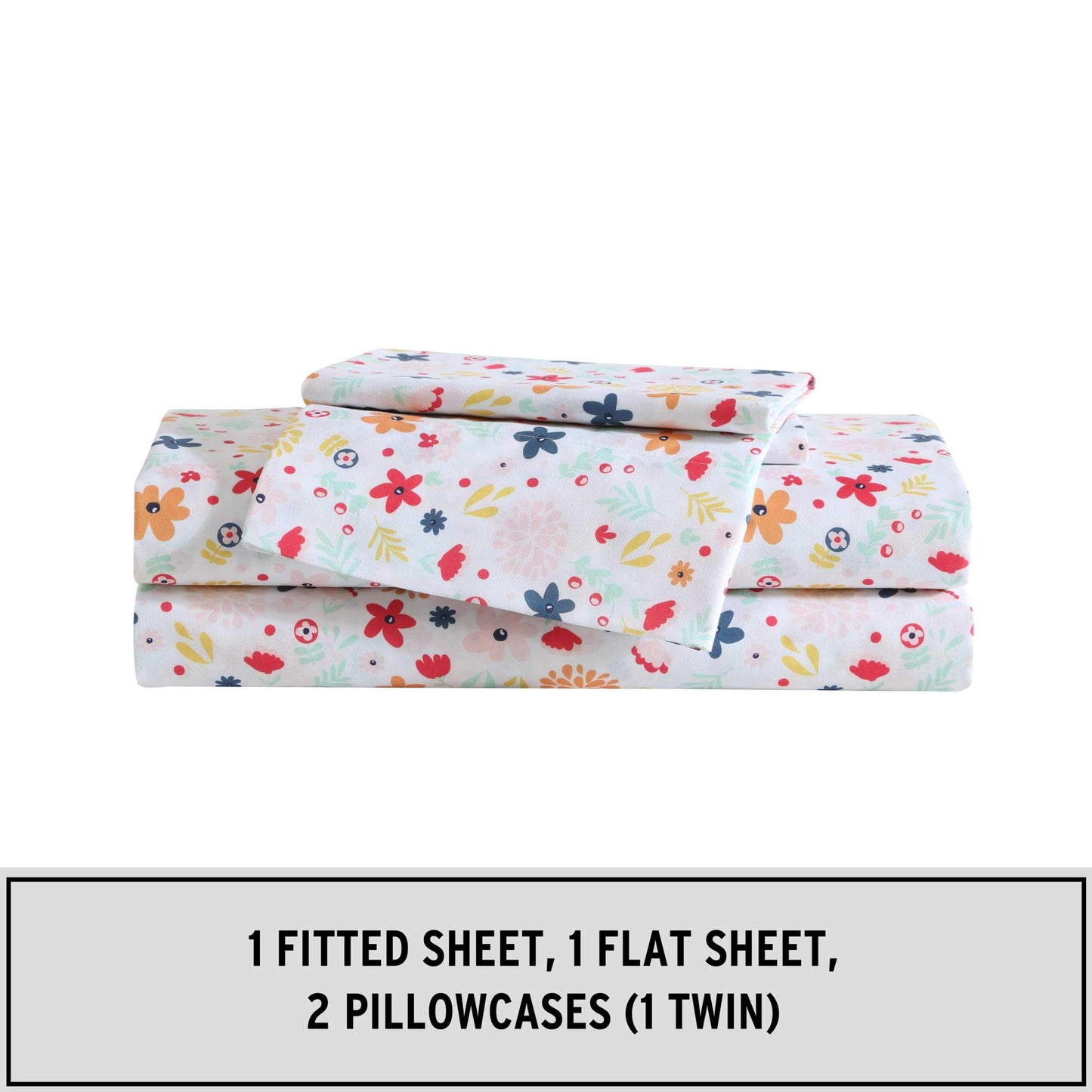 Eddie Bauer Kids - Full Sheets, Stain-Resistant Toddler Bedding with Matching Sham(s), Super Soft, Ideal Girl Room Essentials (Colorful Floral Pink, Full)